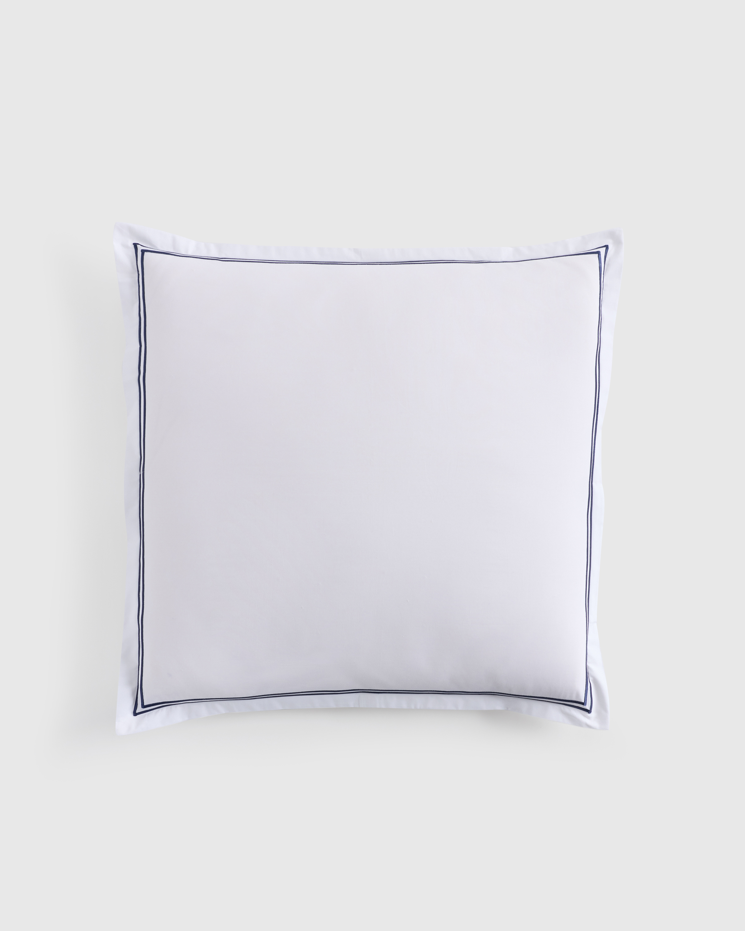White/Navy Classic Organic Percale Embellished Euro Sham