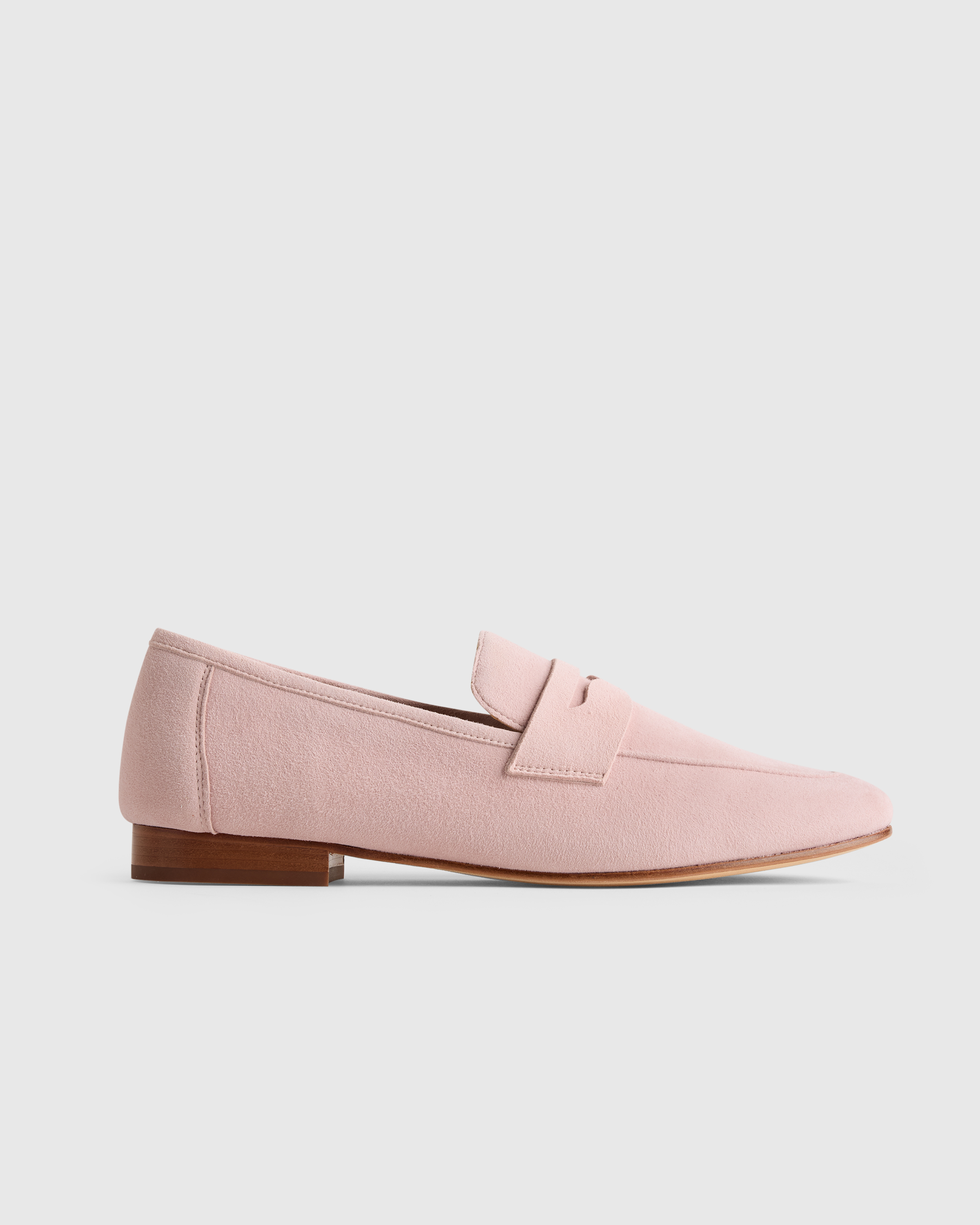 Shell Pink Italian Suede Penny Loafer