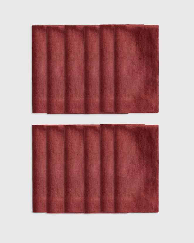 Burgundy European Linen Wide-Hem Napkins, Set of 12