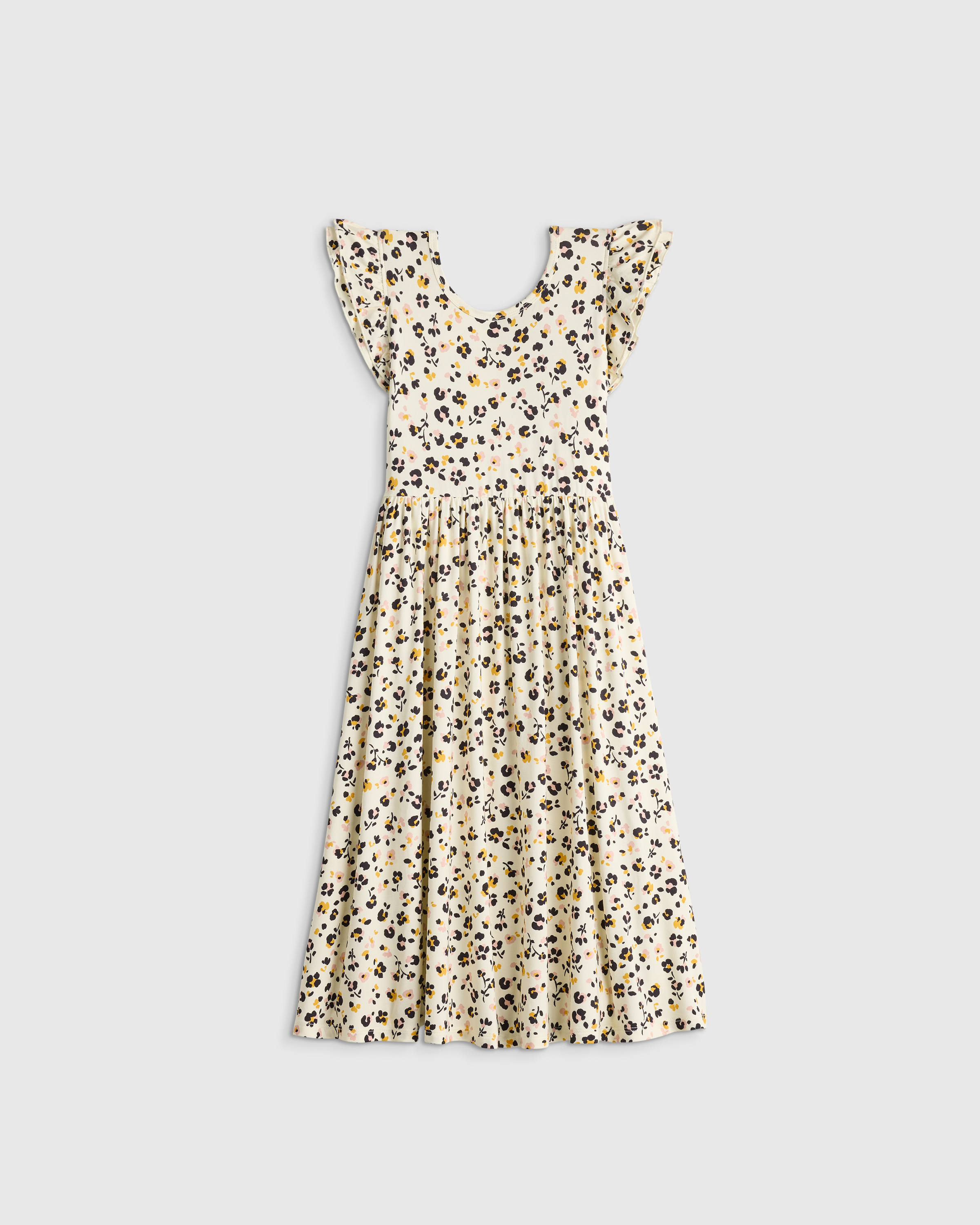 Confetti Floral Robe évasée à manches courtes en bambou