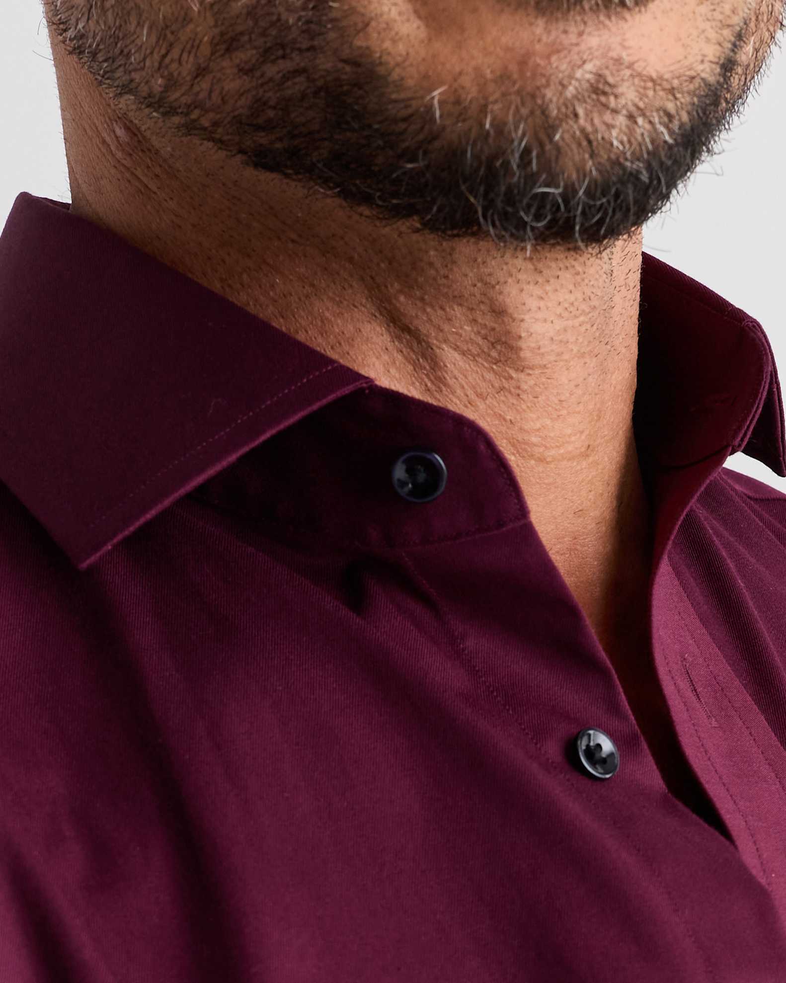 Organic Cotton Stretch Twill Dress Shirt in Barolo Burgundy Organic Cotton Stretch Twill Dress Shirt in Barolo Burgundy