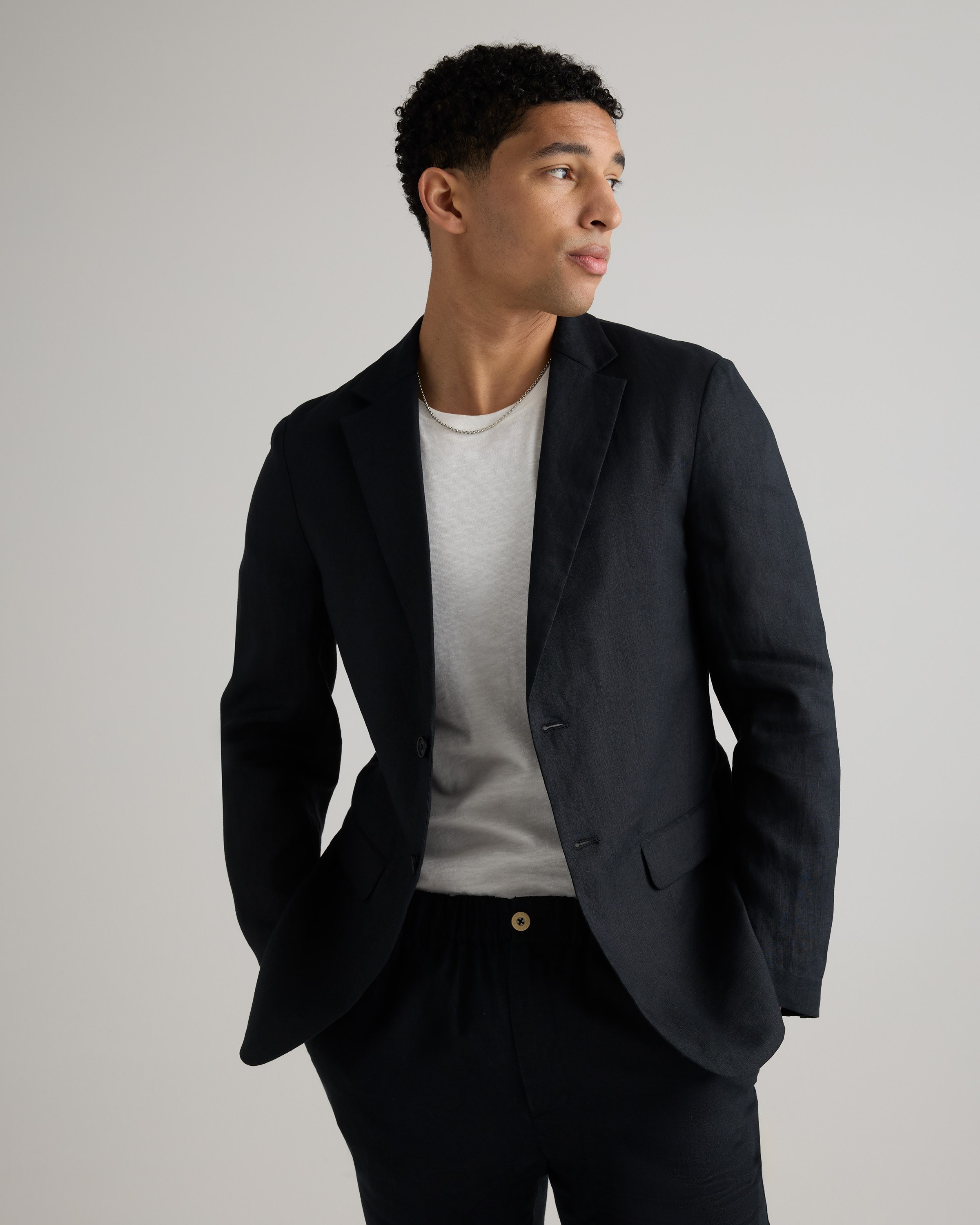 Black 100% European Linen Blazer