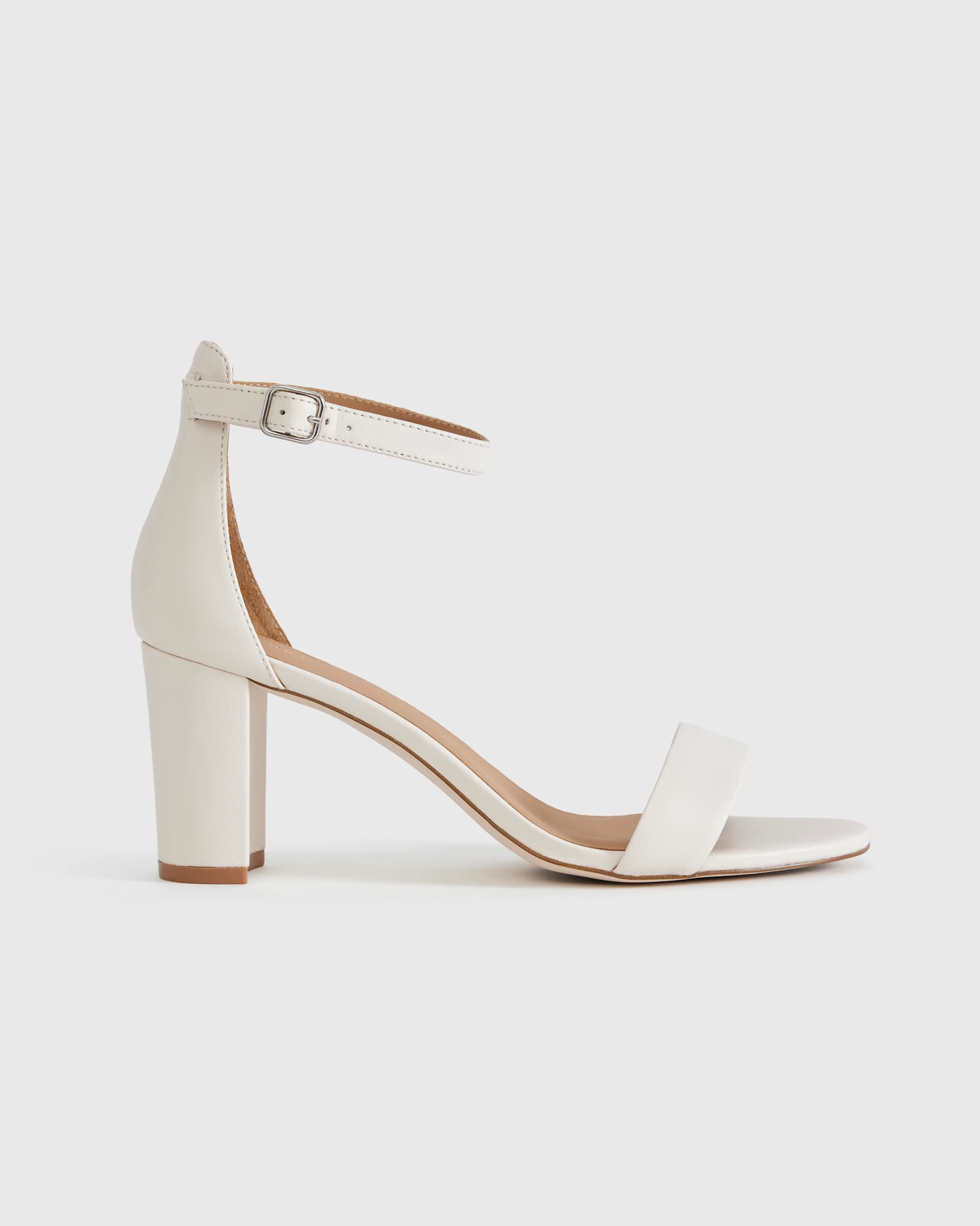 Italian Leather 65mm Block Heel in Bone