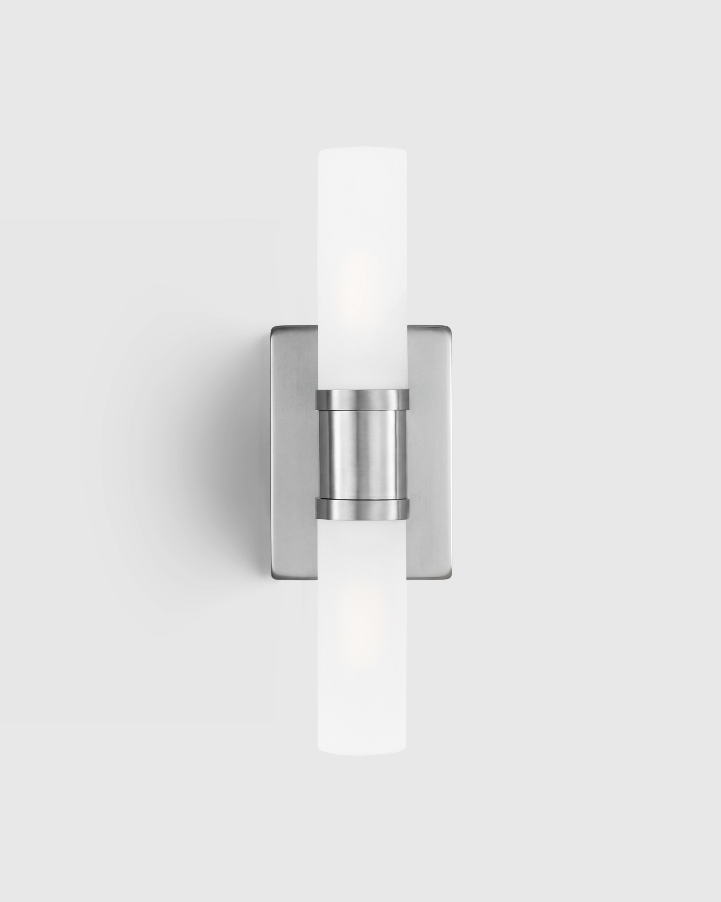 Polished Nickel Cuff Glass Vanity Sconce