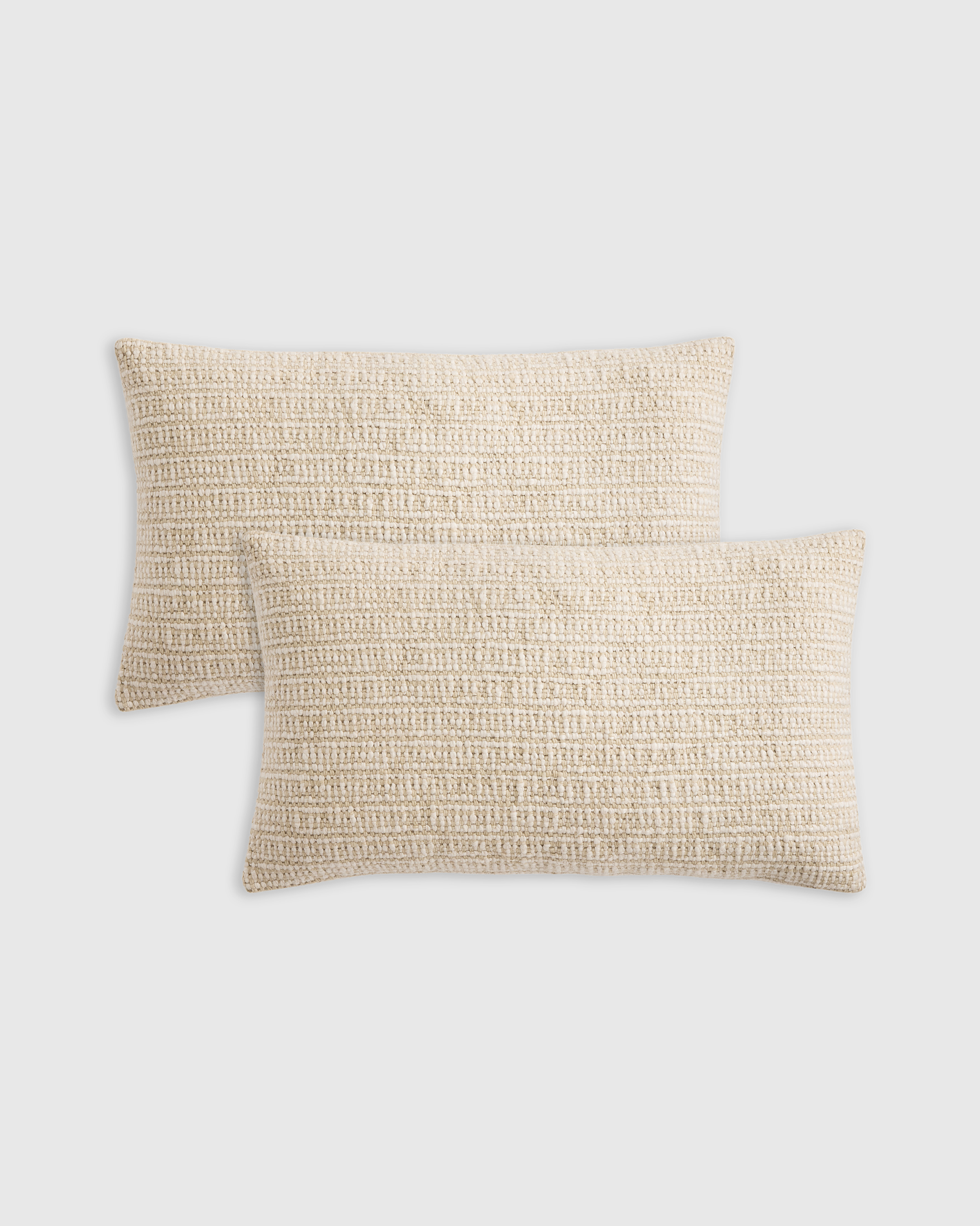 Ivory Wool Linen Textured Pillow Cover (Set of 2)