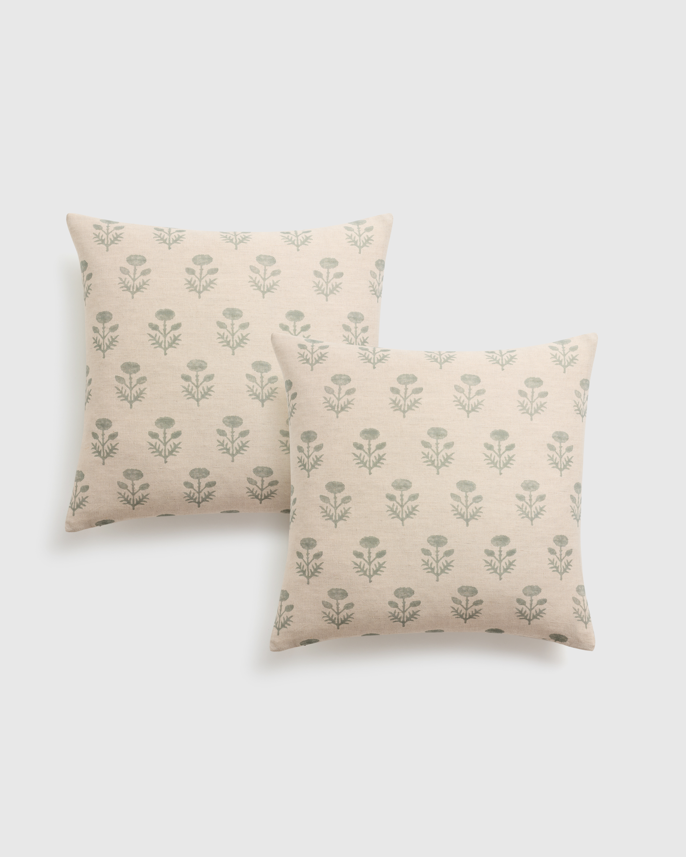 Seafoam Reversible Block Print Pillow Cover (Set of 2)