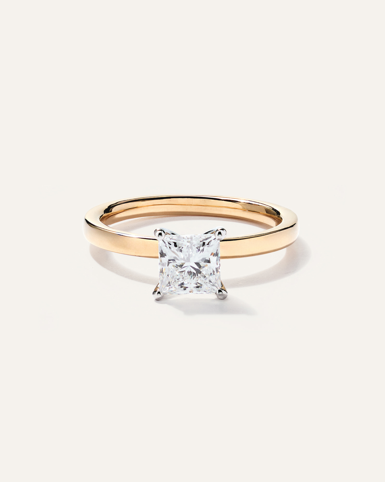 Yellow Gold Lab Grown Diamond Princess Comfort Fit Engagement Ring - 1ct