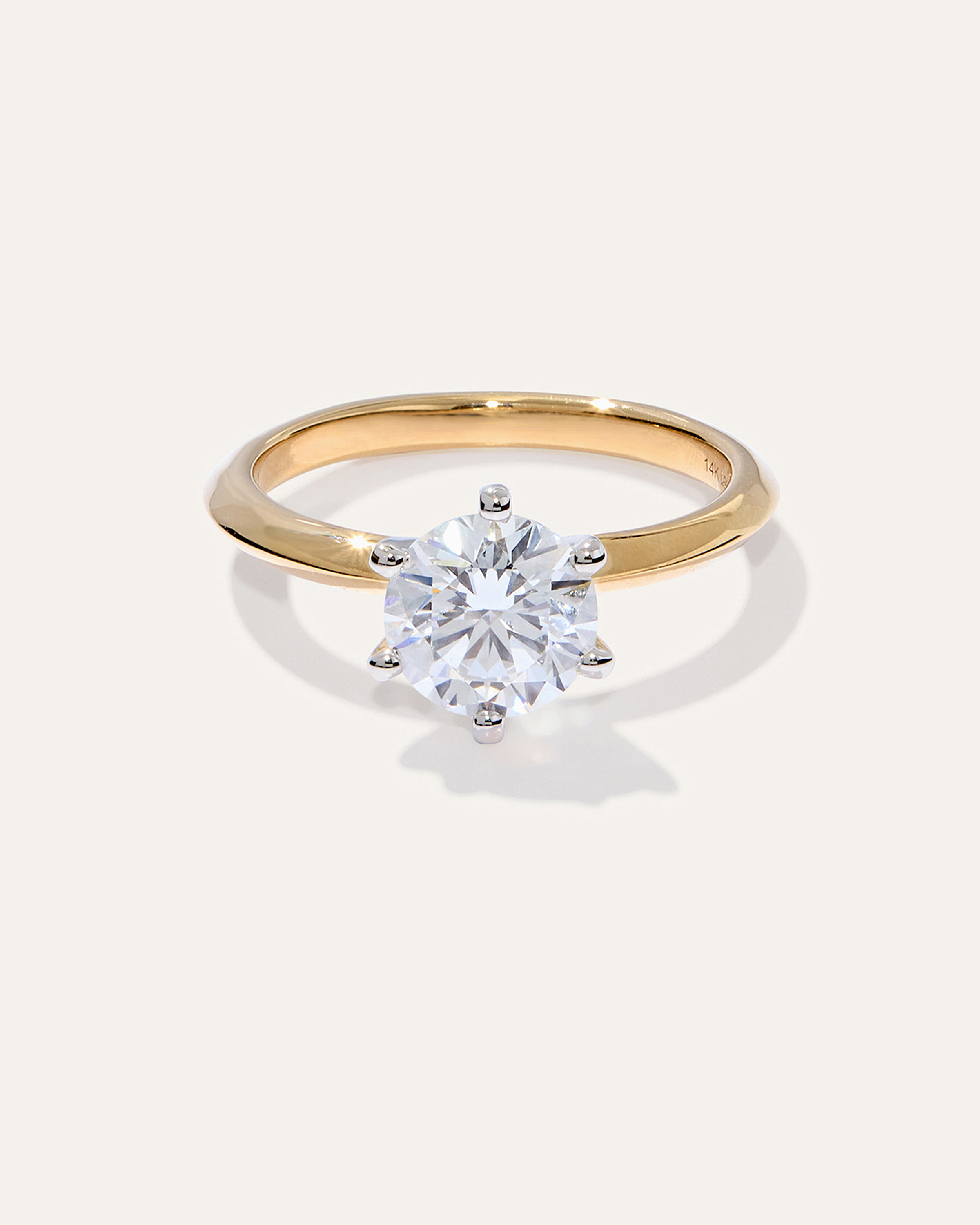 Quince Women's Lab Grown Diamond Round Six Prong Knife Edge Engagement Ring In Yellow Gold