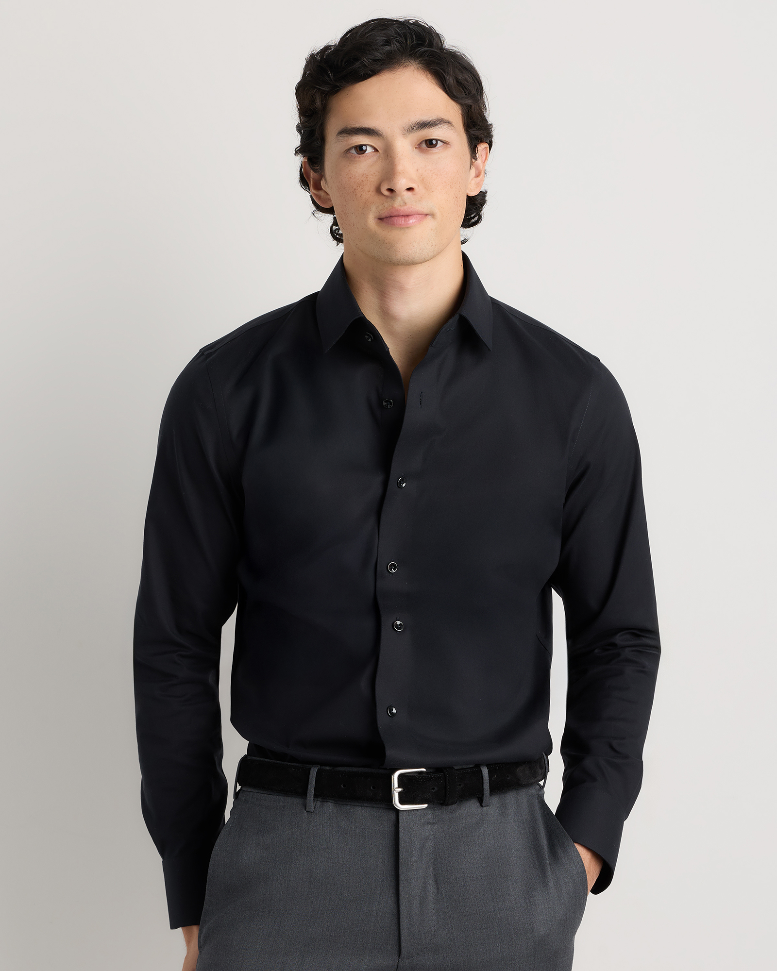 Black Organic Cotton Oxford Non-Iron Dress Shirt