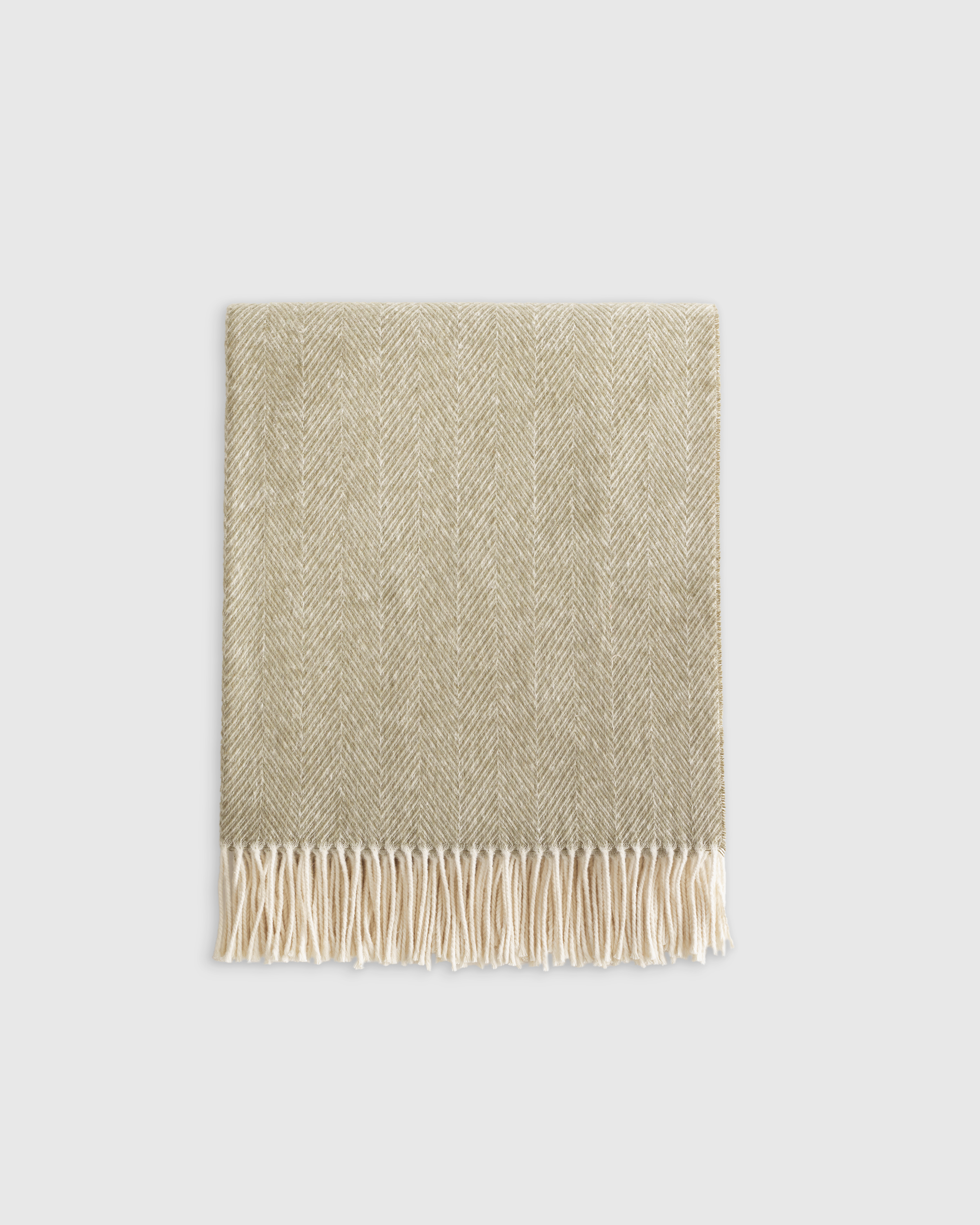 Washed Olive Italian Cotton Herringbone Throw