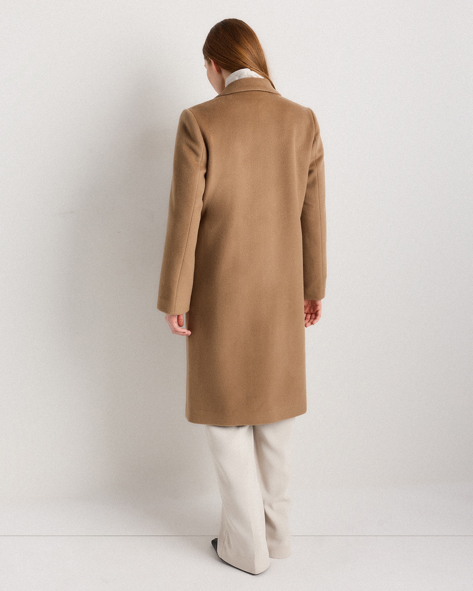 Wool Cashmere Classic Single-Breasted Coat in Mocha Brown