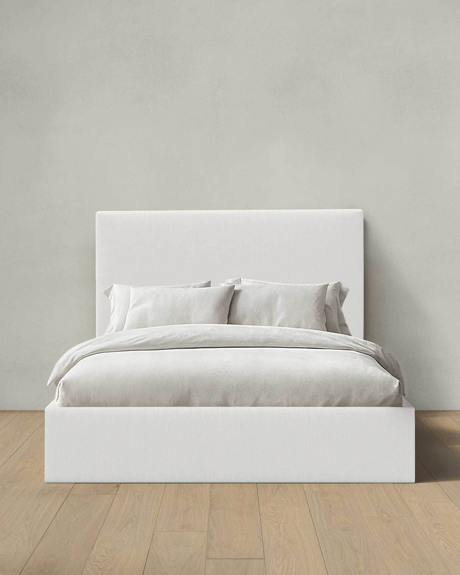 Square Bed Example Performance Velvet Square Bed in Snow