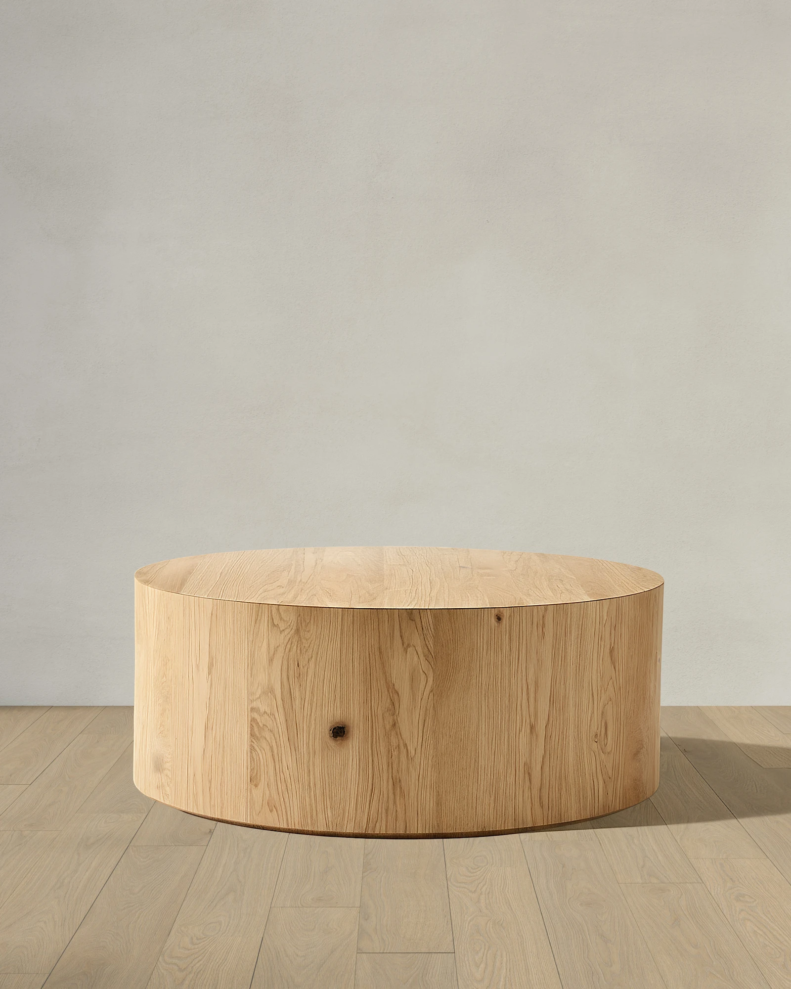 Oak Drum Coffee Table in Rustic Oak