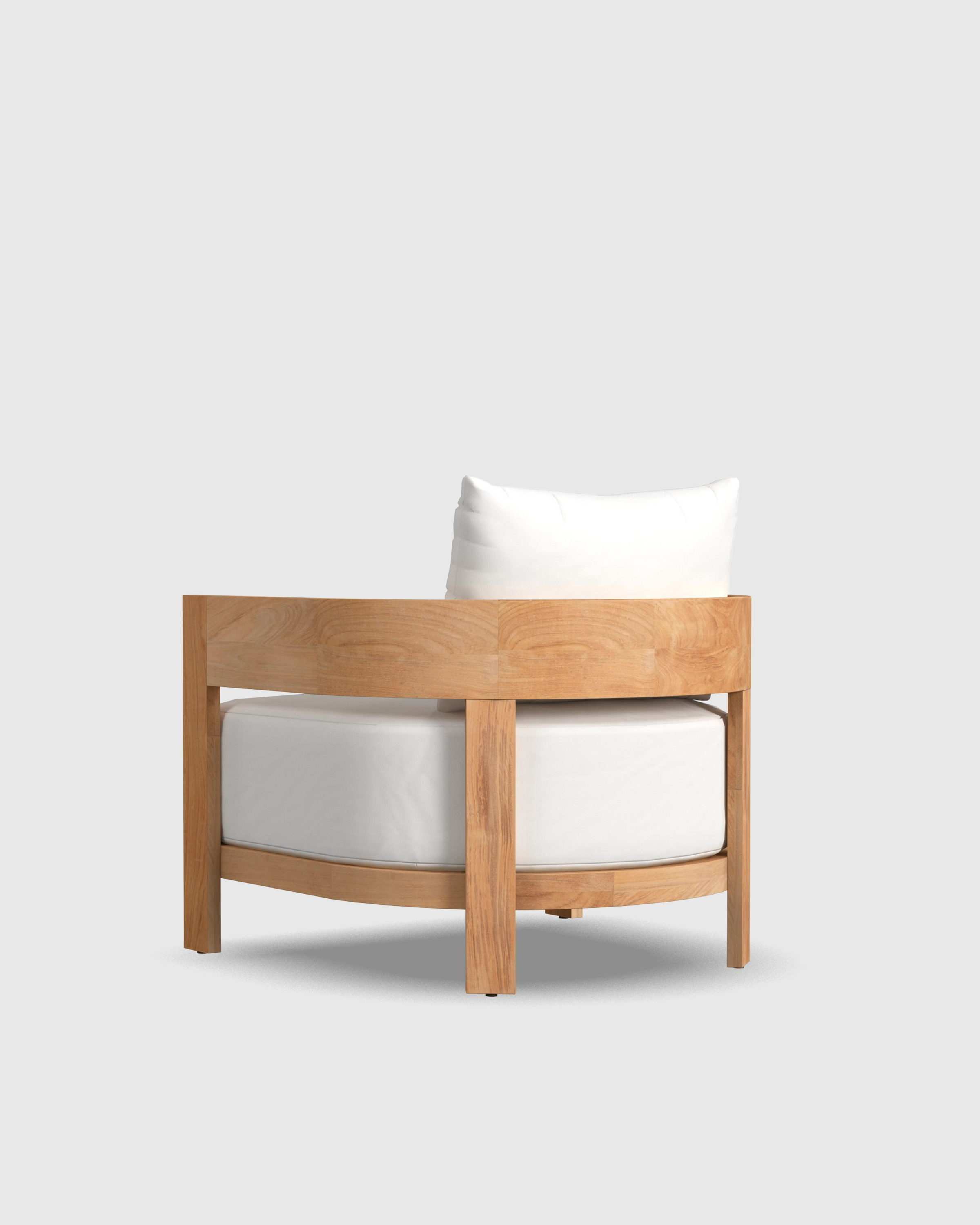 Curved Solid Teak Outdoor Lounge Chair - Thumbnail 5