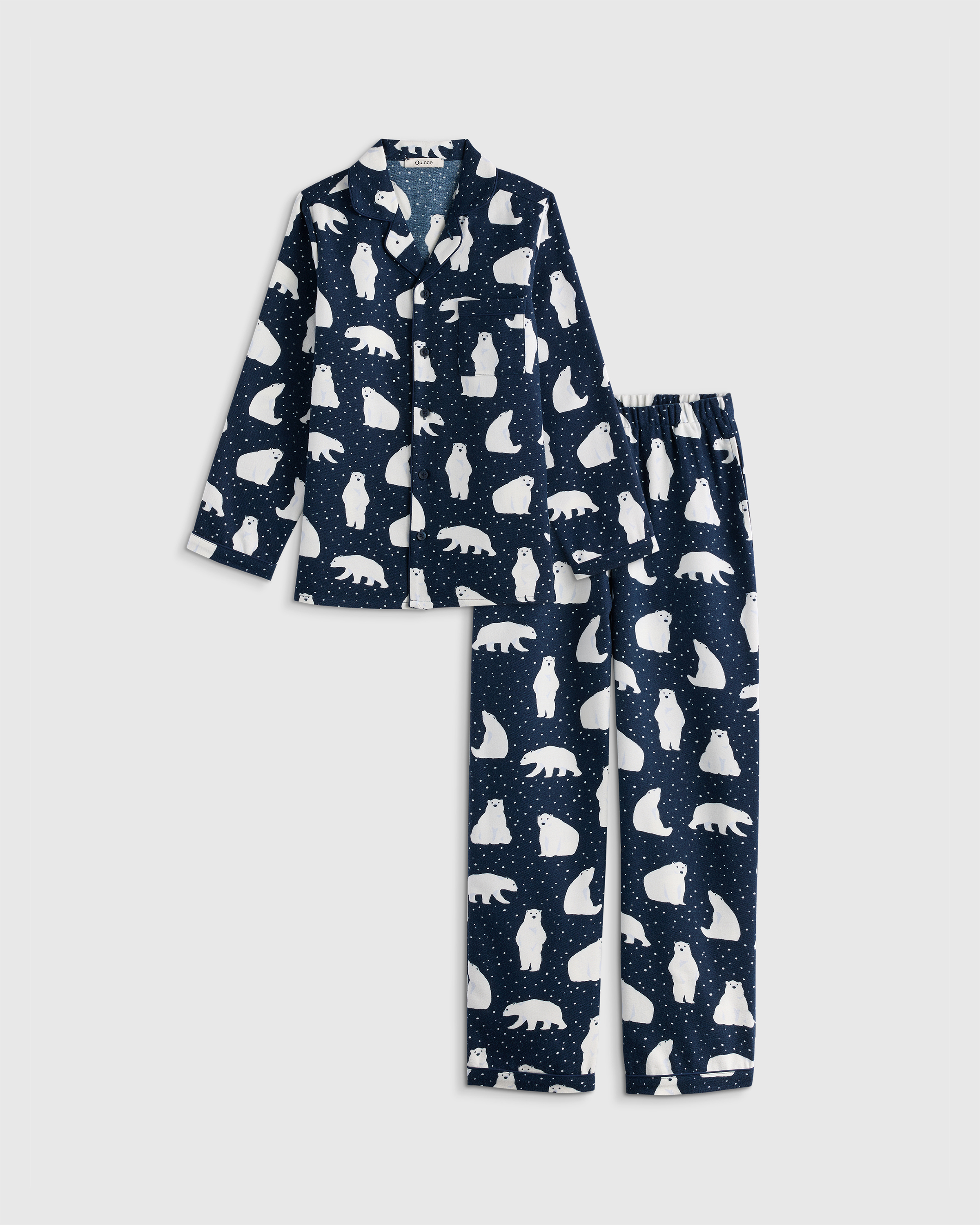 Quince Holiday Flannel Pajama Set In Blue