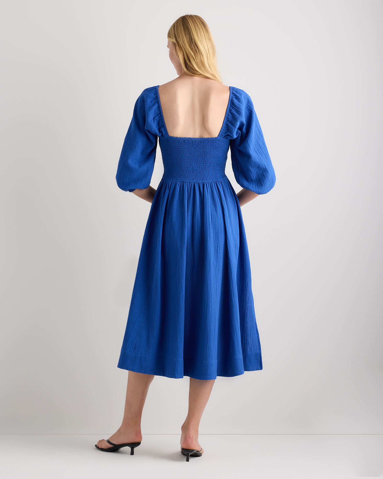 knee length dresses for ladies Be Mine Square Neck Dress in Dusty Blue main image 1