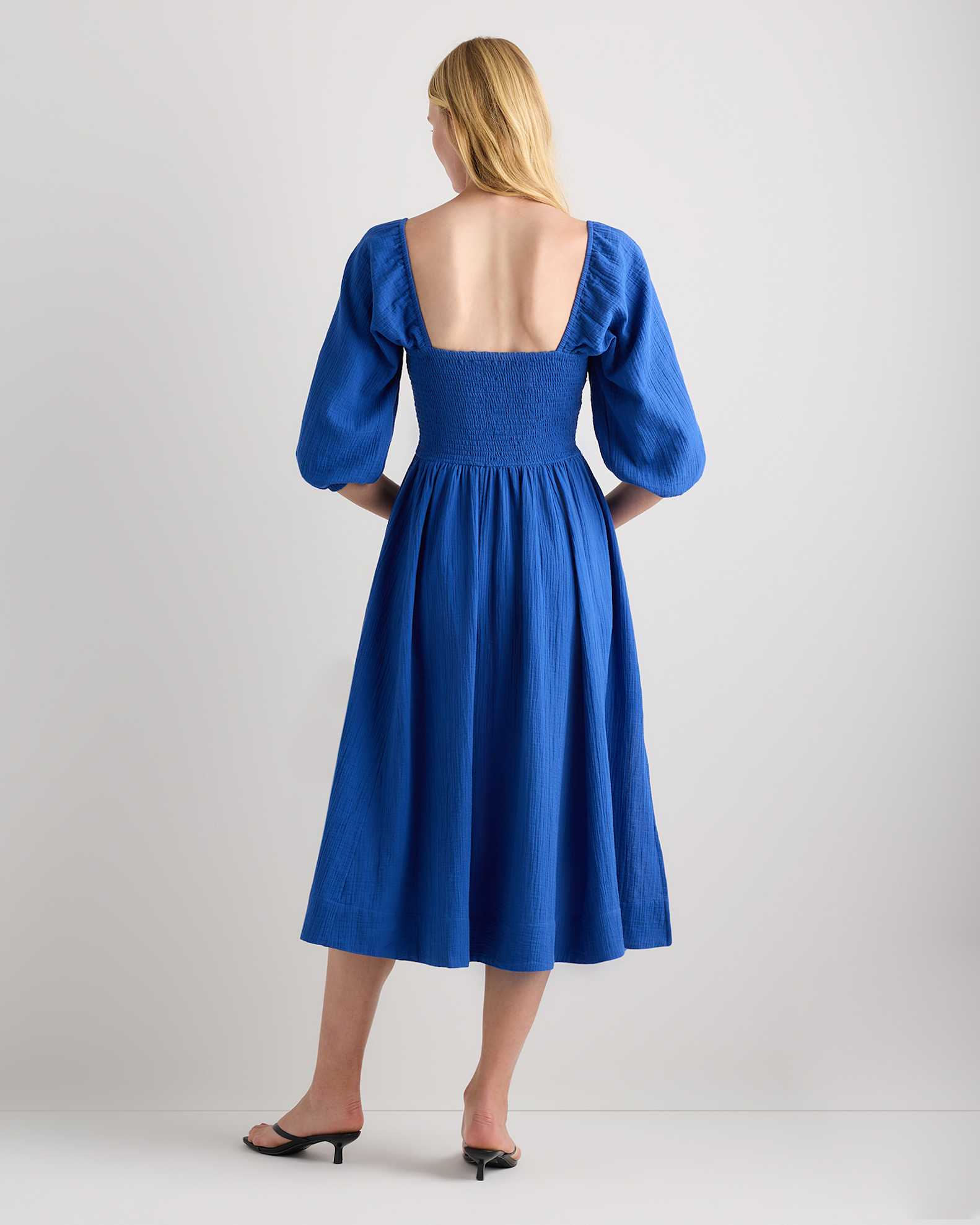 midi dress cotton on DEN Marianne Shirred Organic Cotton-poplin Midi Dress - Women - White Dresses
