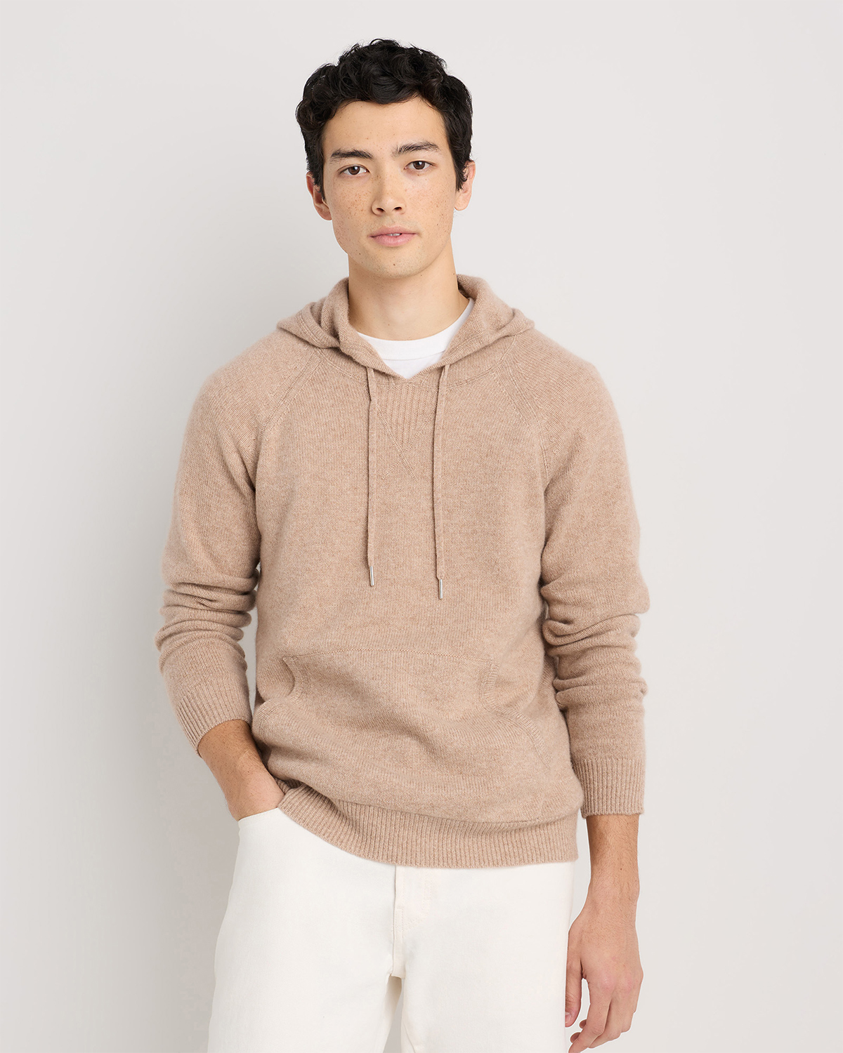 Oatmeal Mongolian Cashmere Pullover Hoodie