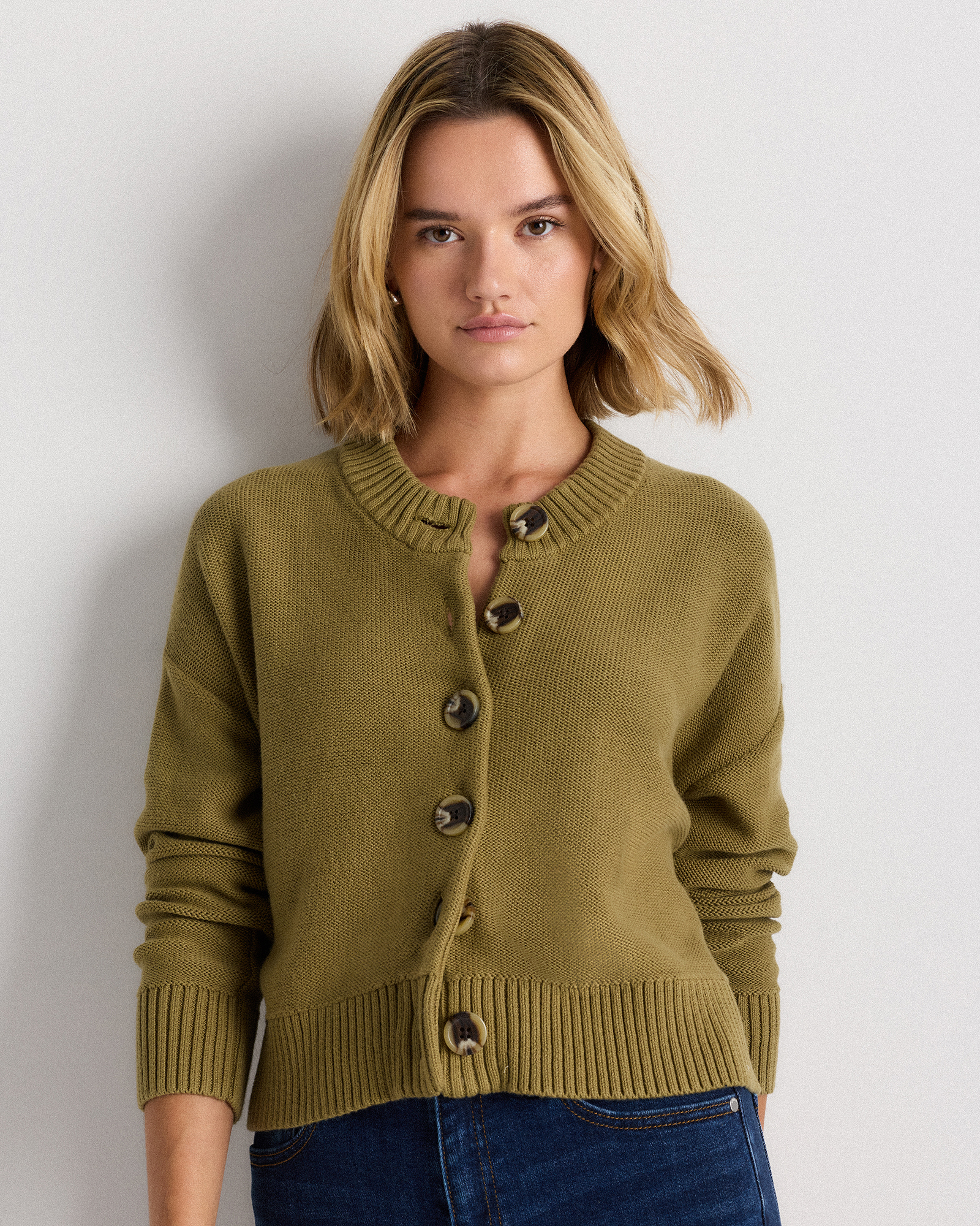 Quince Women's Cropped Cardigan Sweater In Green