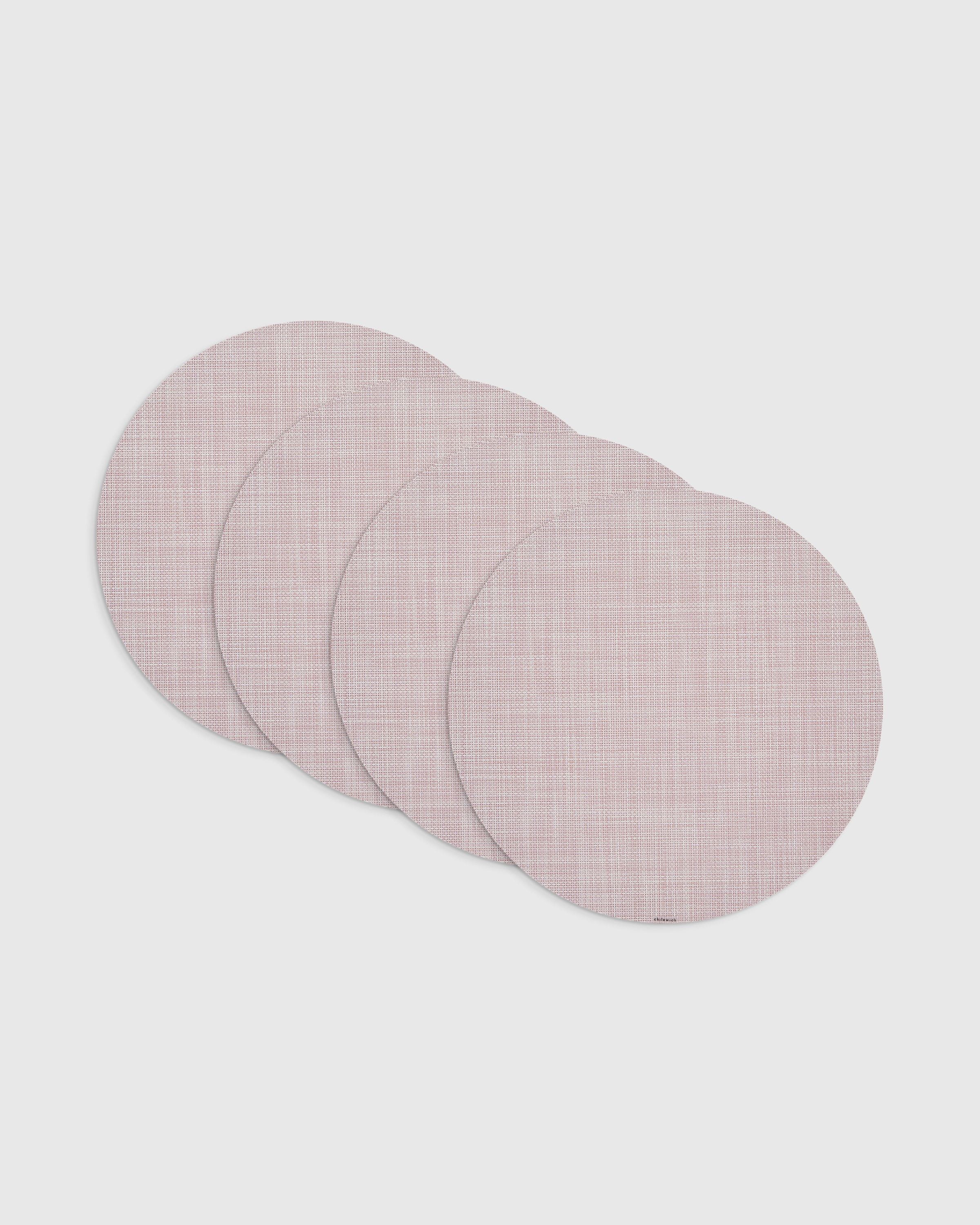 Blush Mini Basketweave Easy-Care Round Placemat, Set of 4 by Chilewich