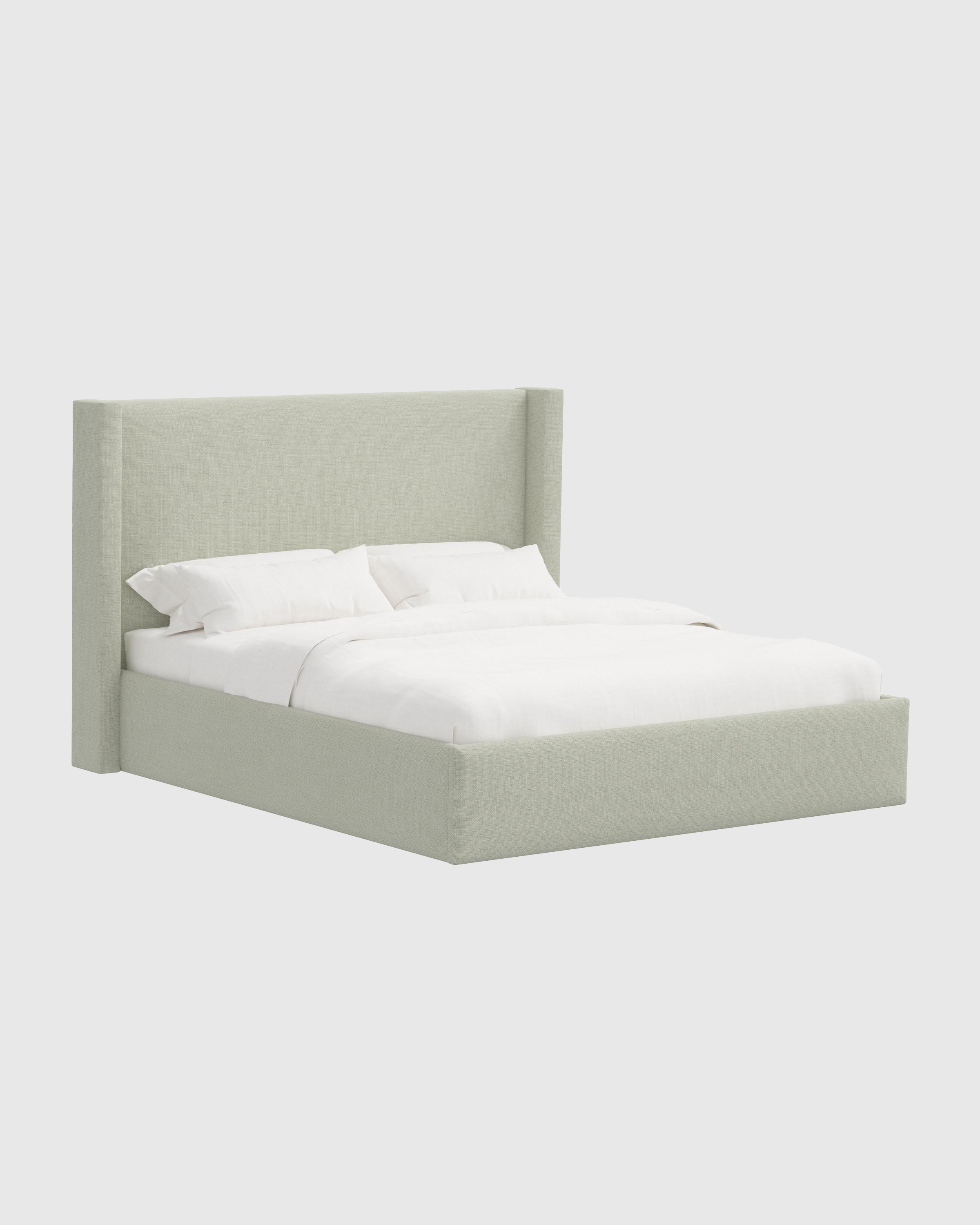 Plush Boucle Wingback Bed - High Headboard