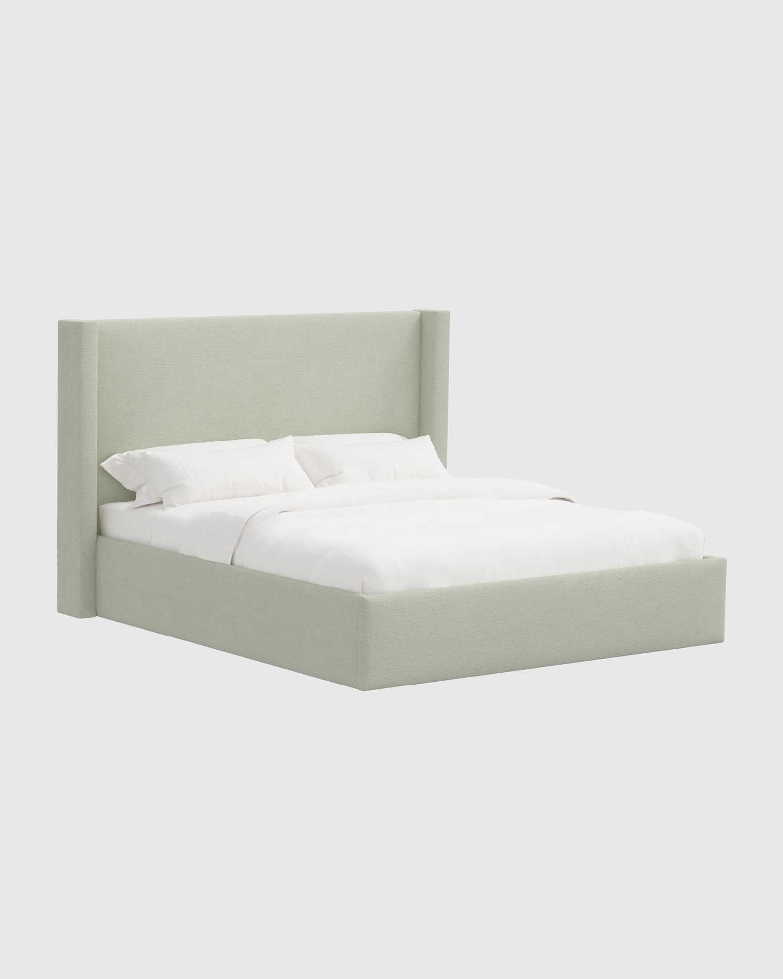 Plush Boucle Wingback Bed - High Headboard