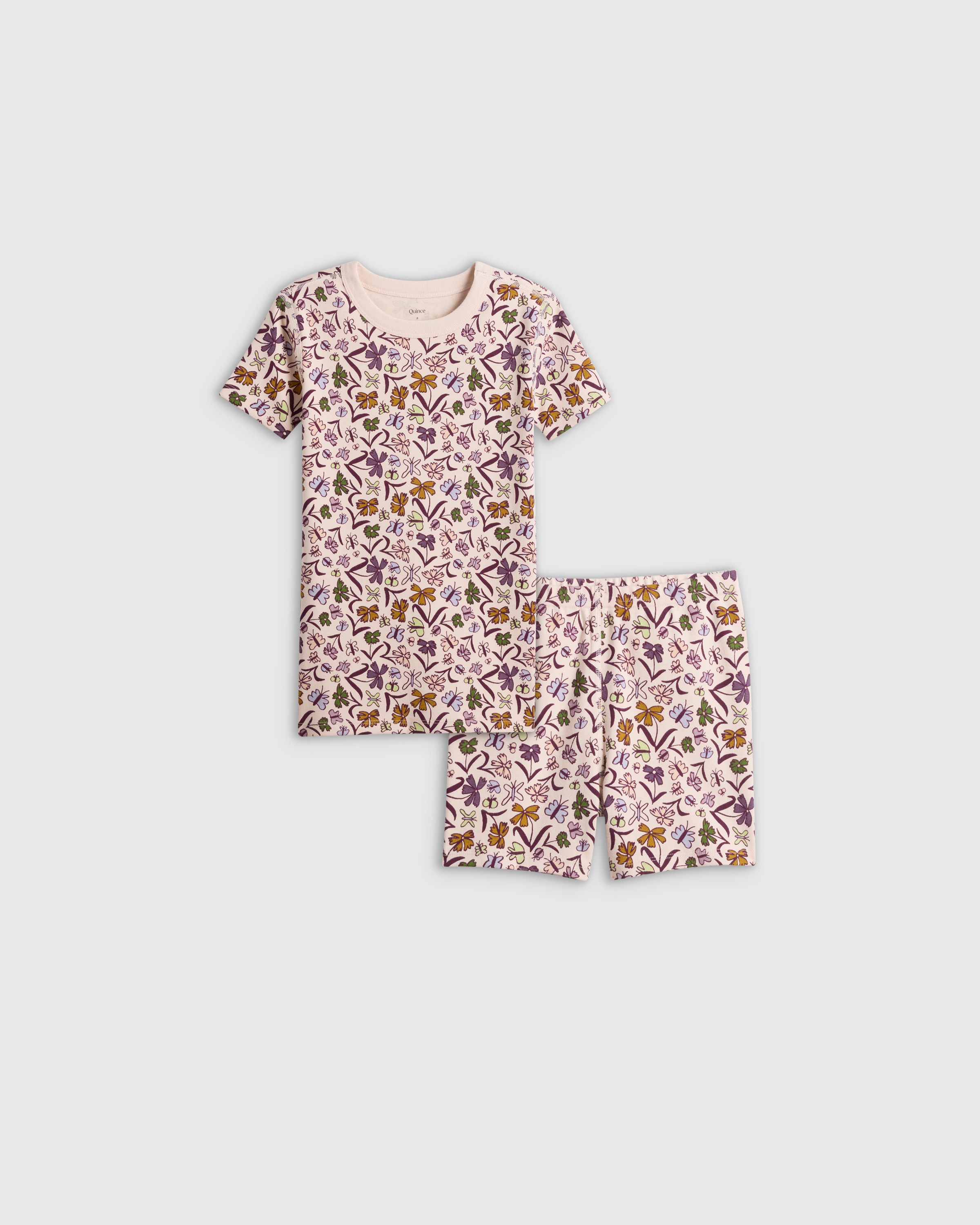 Butterfly Floral 100% Organic Cotton Short Sleeve and Shorts Pajama Set