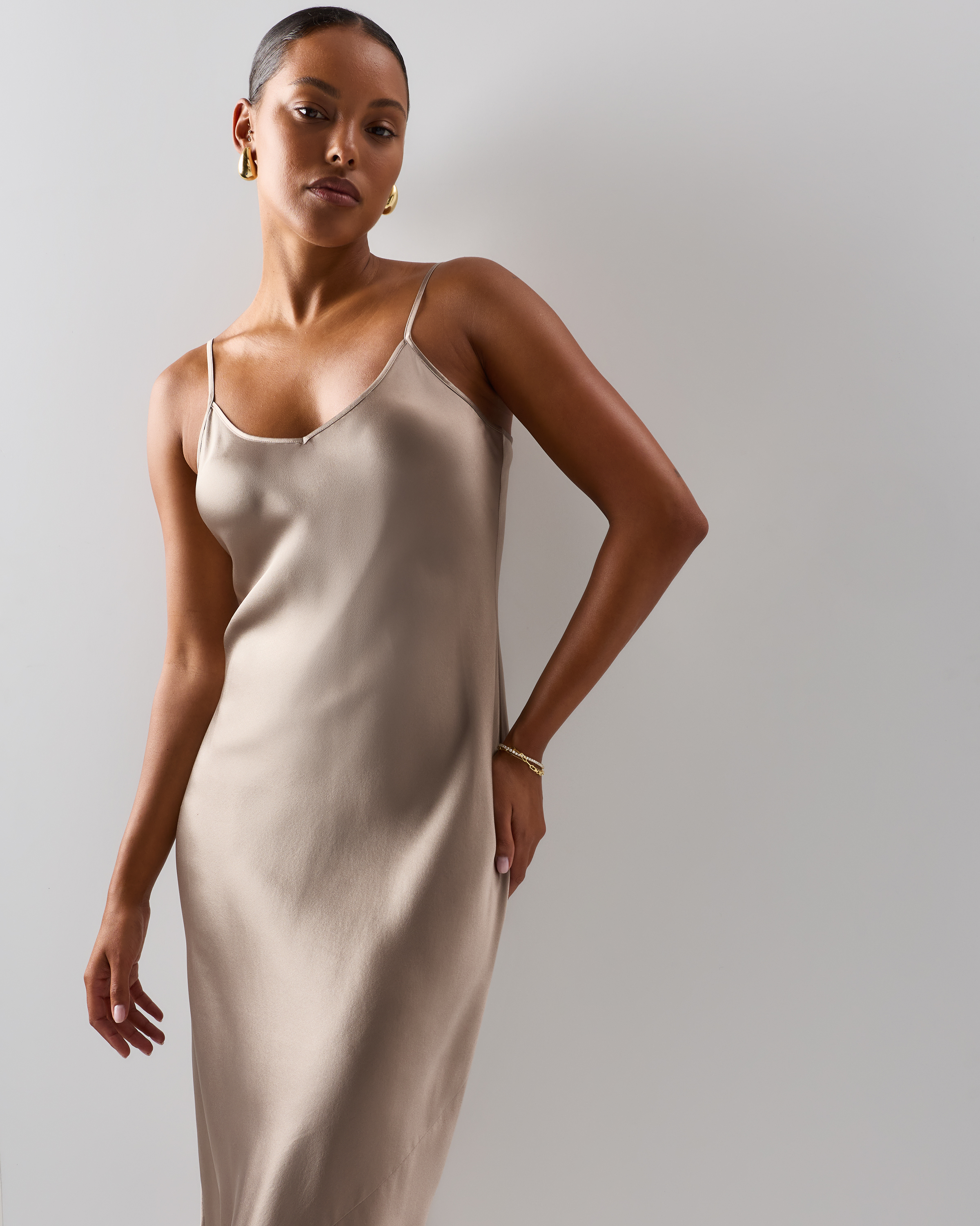 Women's Slip Dress in Morel Grey, Size XL, Silk by Quince