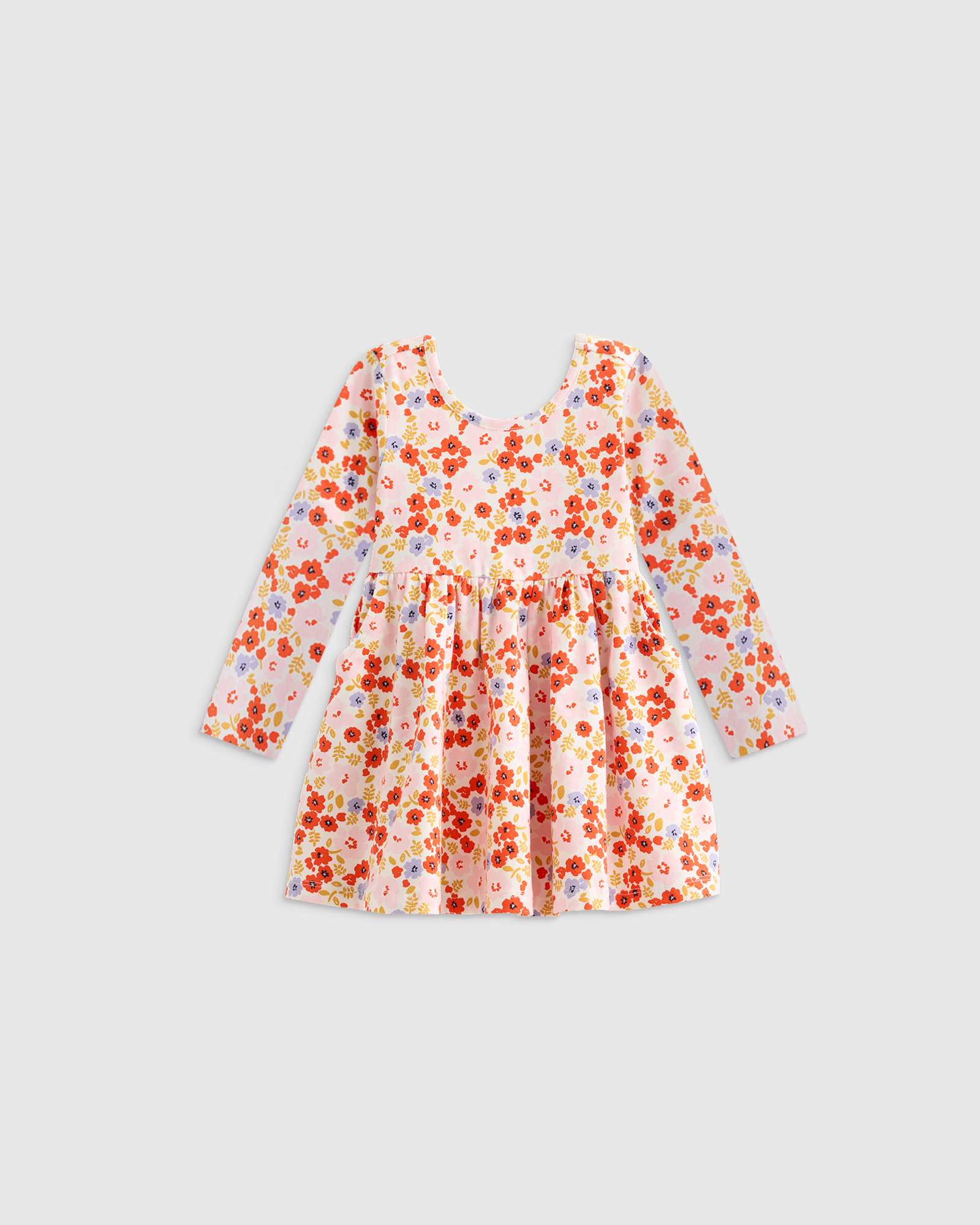 Quince Long Sleeve Skater Dress In Multi