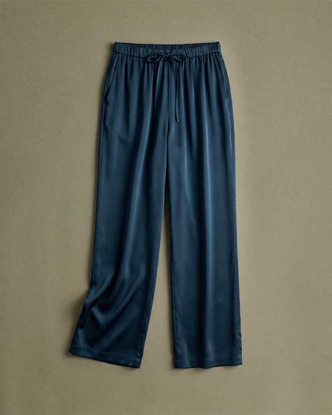 Women s 100 Washable Silk Drawstring Wide Leg Pants - 30