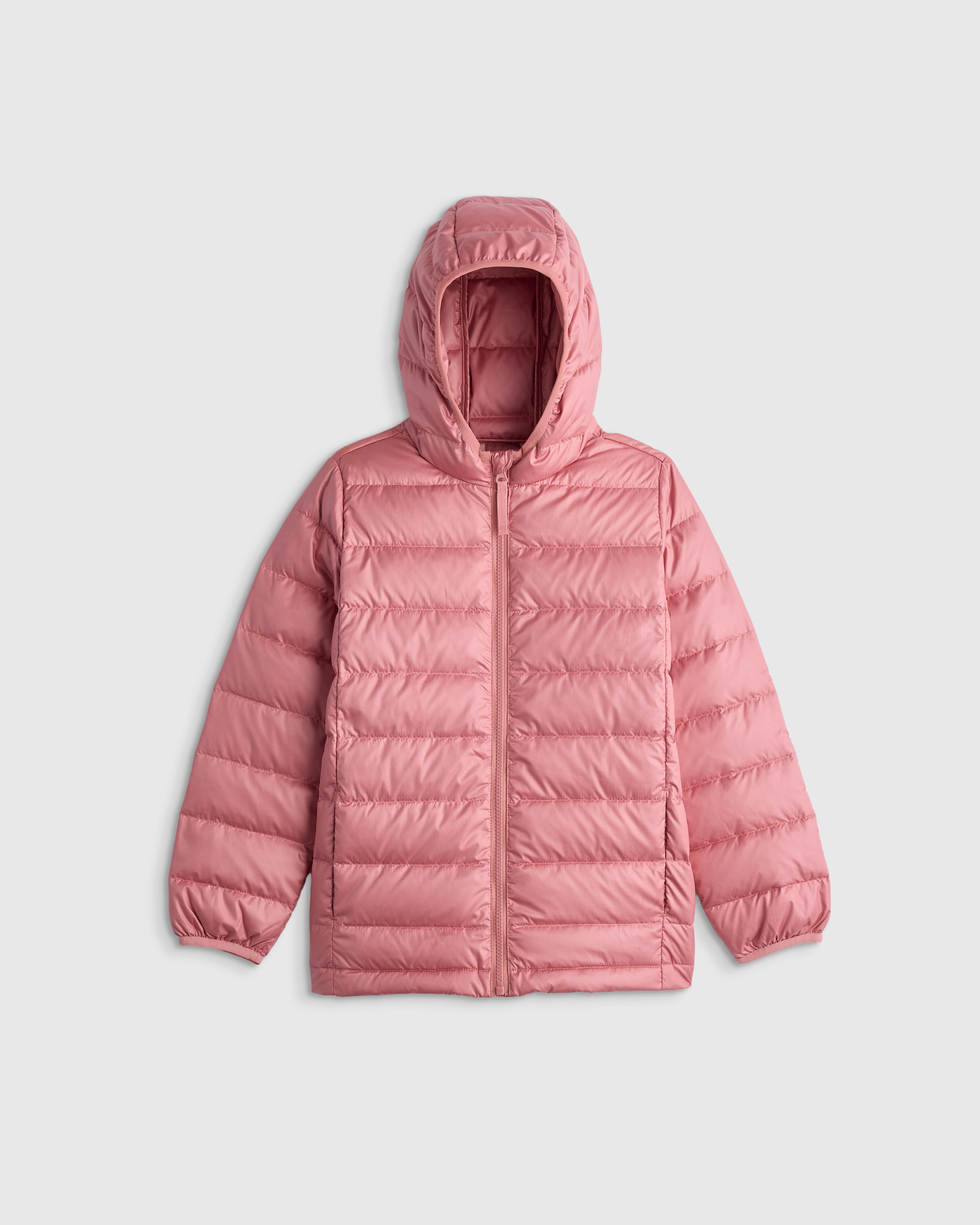 Dusty Rose Lightweight Down Hooded Puffer Jacket
