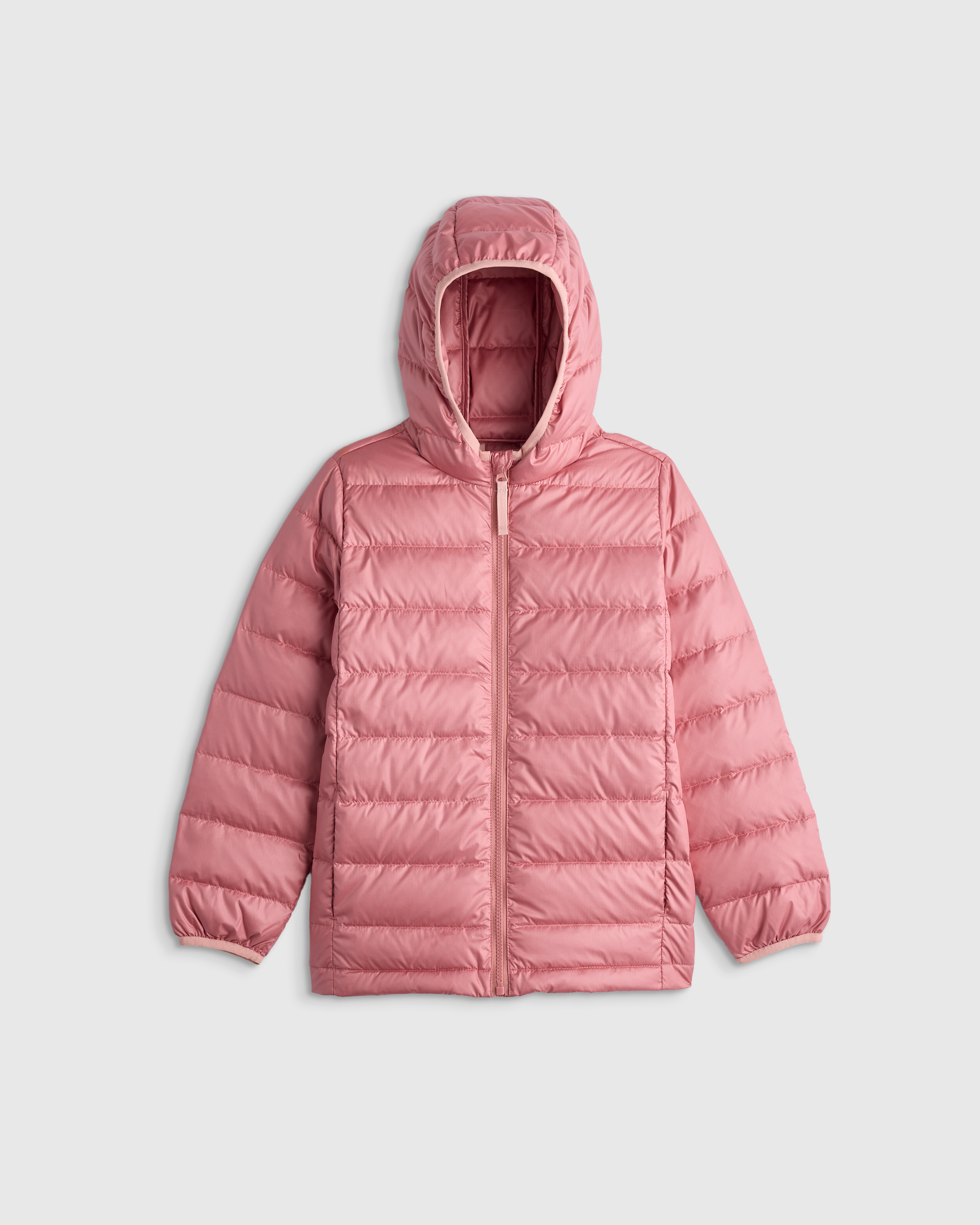 Dusty Rose Lightweight Down Hooded Puffer Jacket