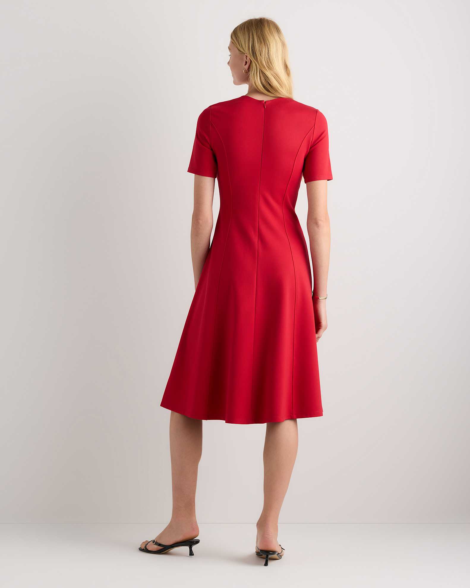 ruby red casual dress Ruby Rib Knit Contrast Stitch Mini Sweater Dress