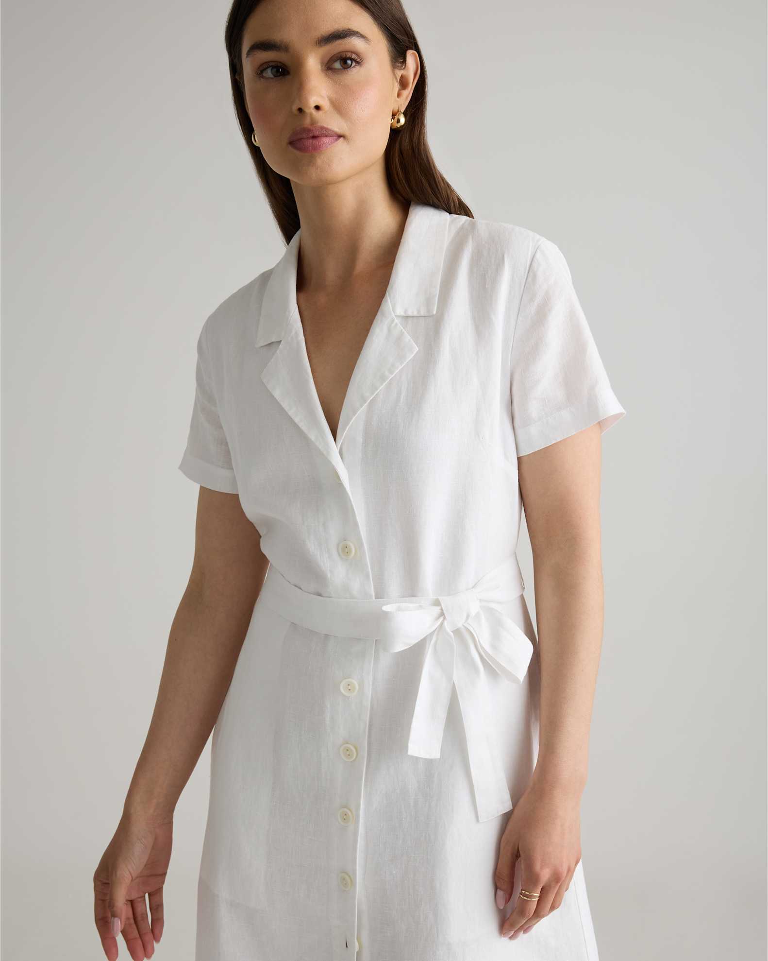 Women's Short Sleeve Dress in White, Size Large, Linen by Quince Women's Short Sleeve Dress in White, Size Large, Linen by Quince