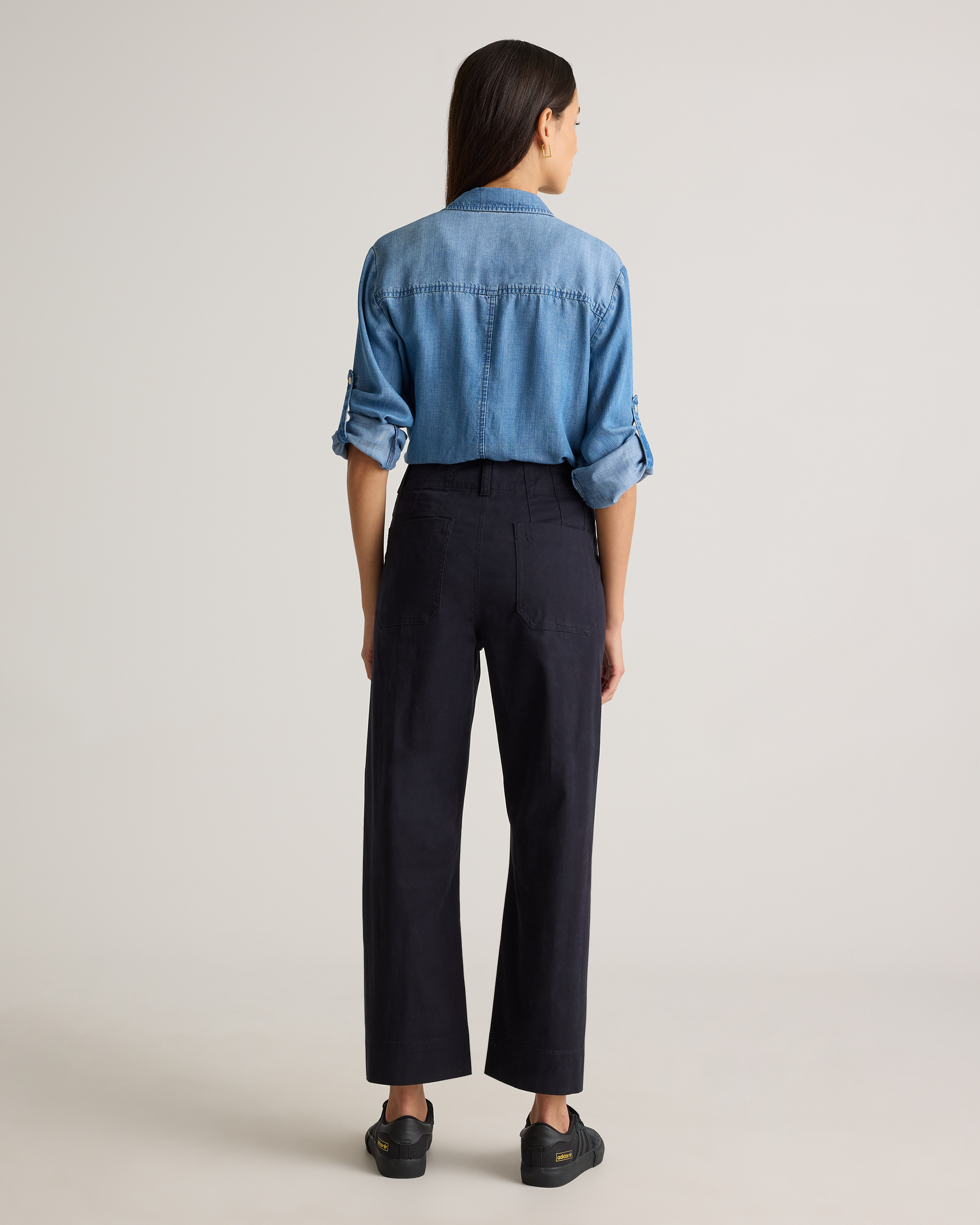 パンツ ORGANIC COTTON CHINO WIDE PANTS Organic Stretch Cotton Chino Wide Leg Pants in Black