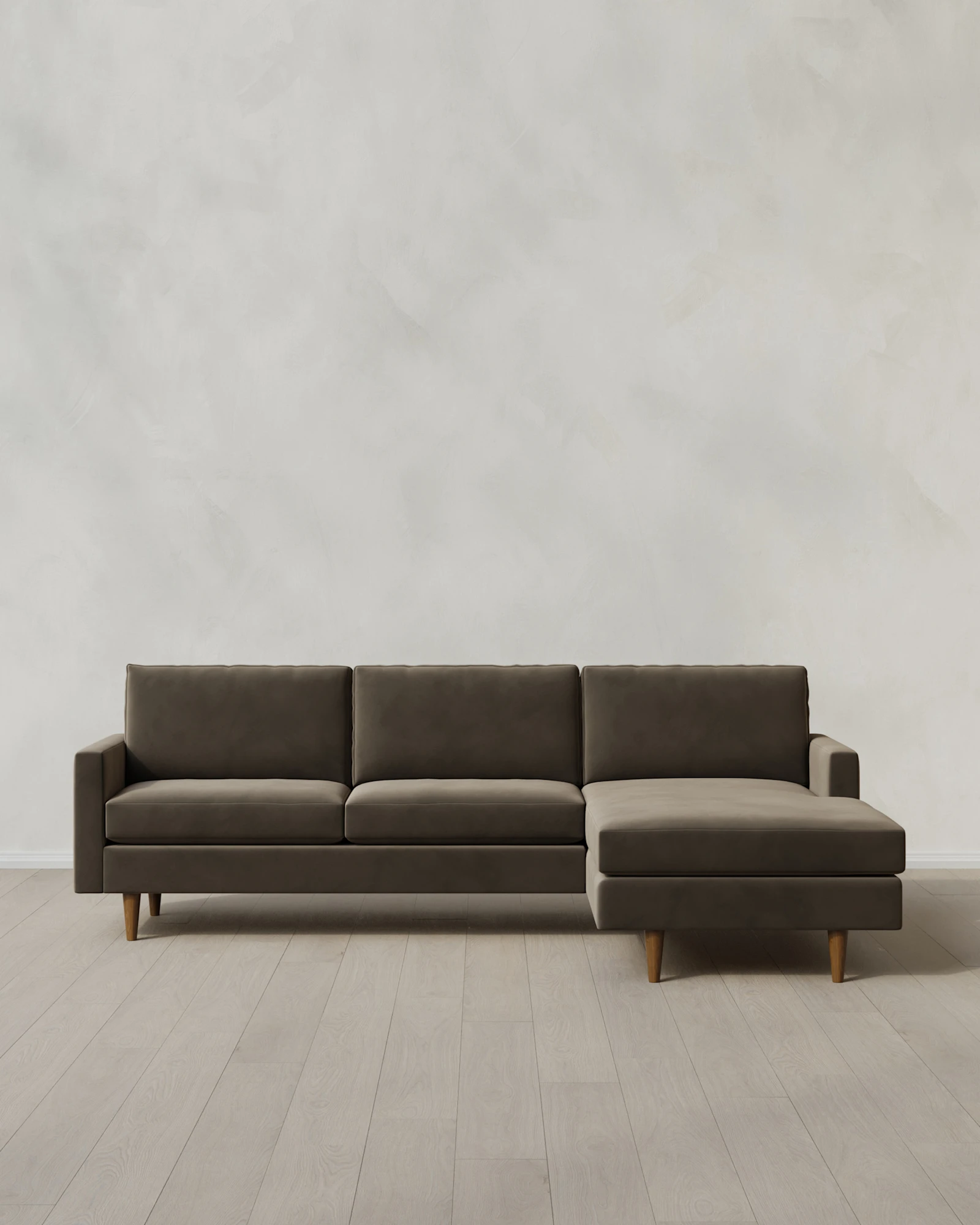 Atlas Midcentury Chaise Sectional in Performance Velvet