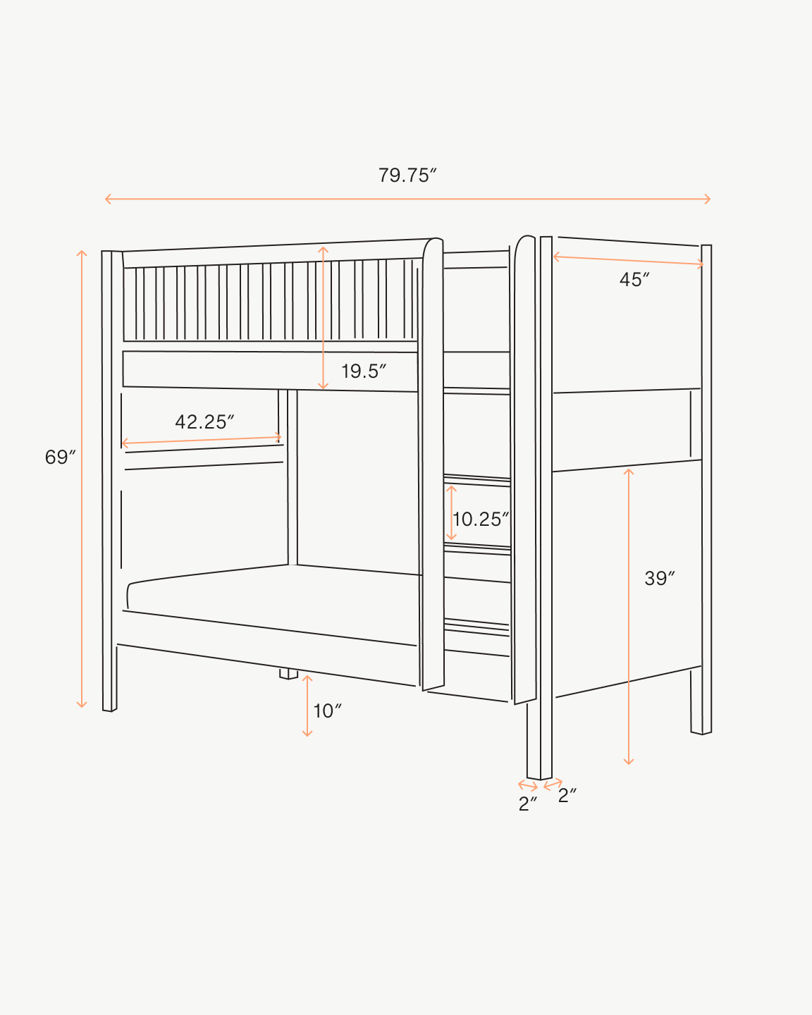 Solid Wood Kids Convertible Twin Bunk Bed