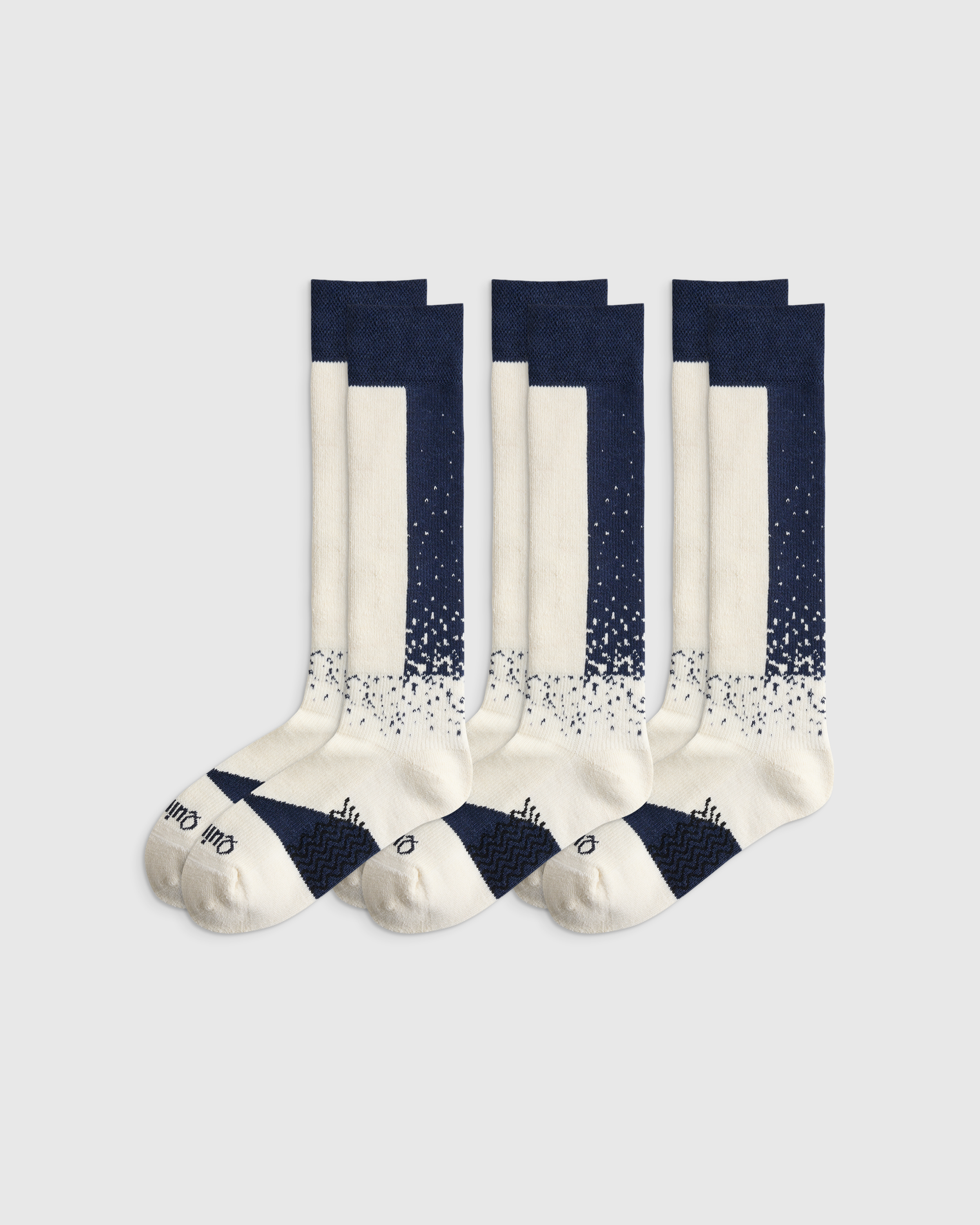White/Navy Alpaca Lightweight Ski Socks (3-Pack)