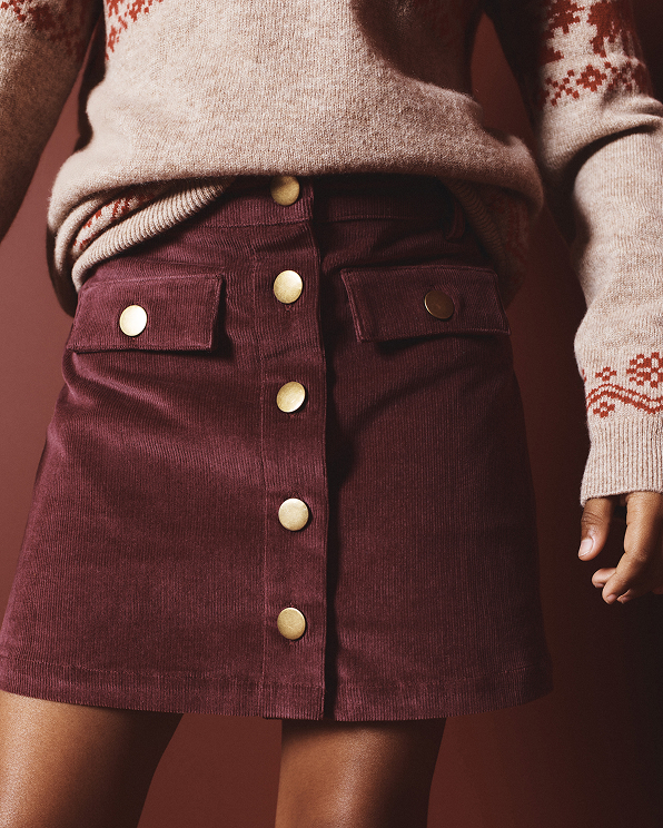 Red Plum Organic Cotton Stretch Corduroy Skirt