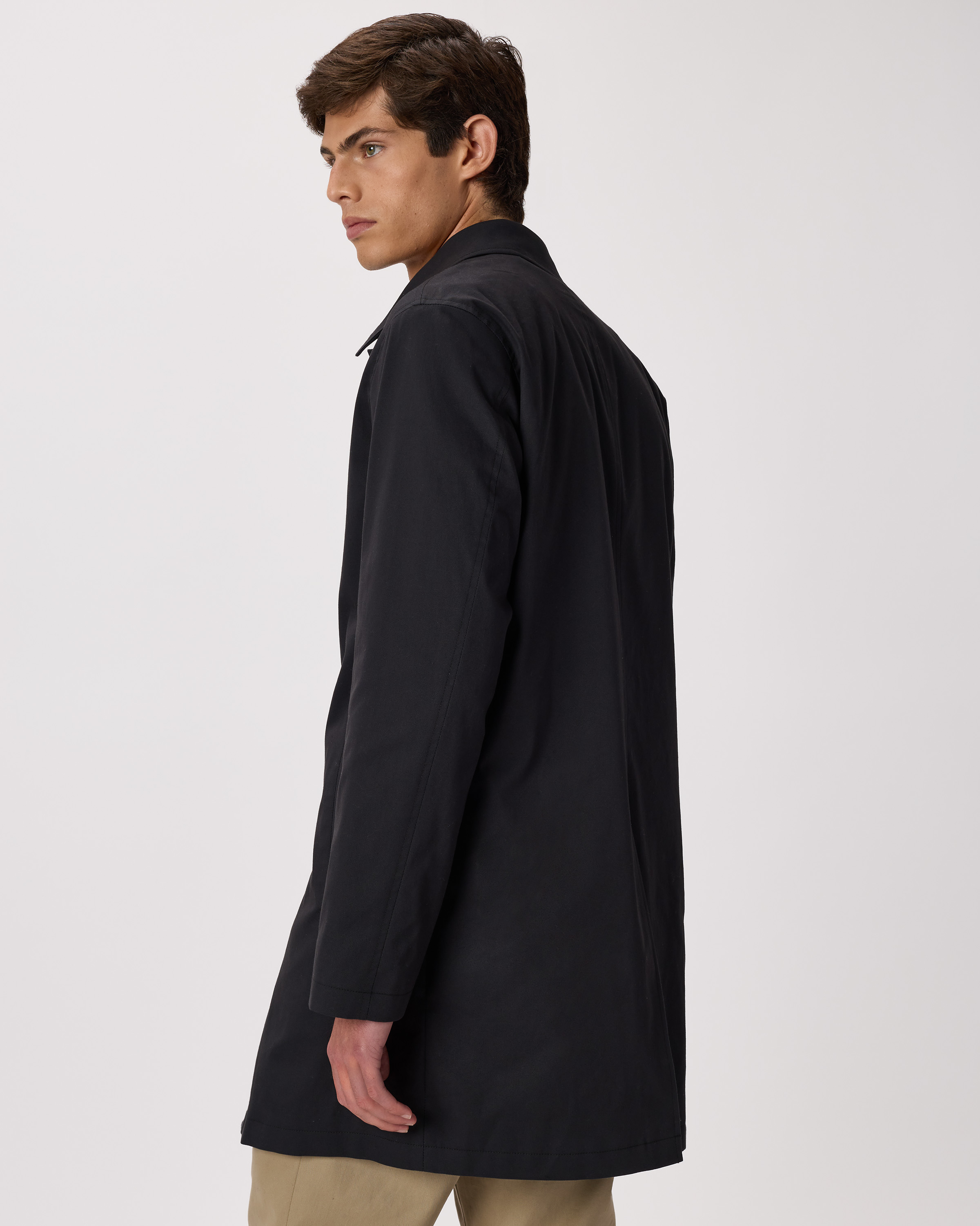 Men's Comfort Stretch Trench Coat in Midnight Black