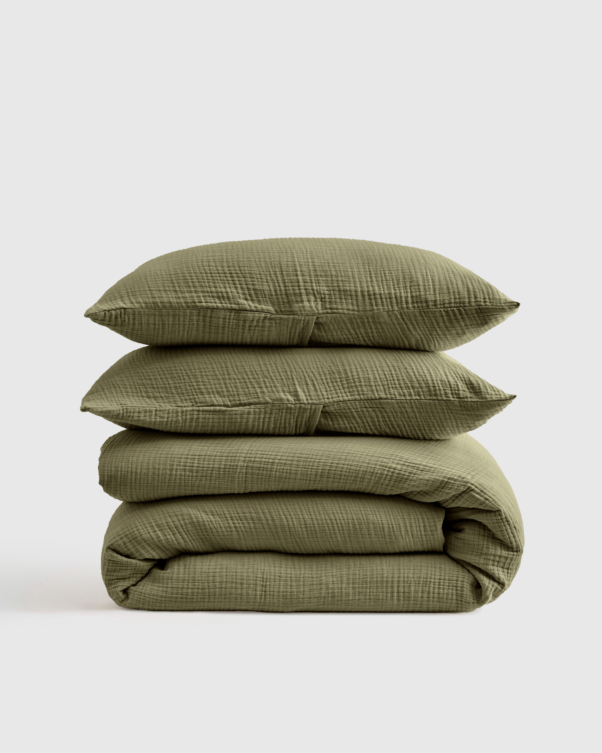 Olive Organic Airy Gauze Duvet Cover Set