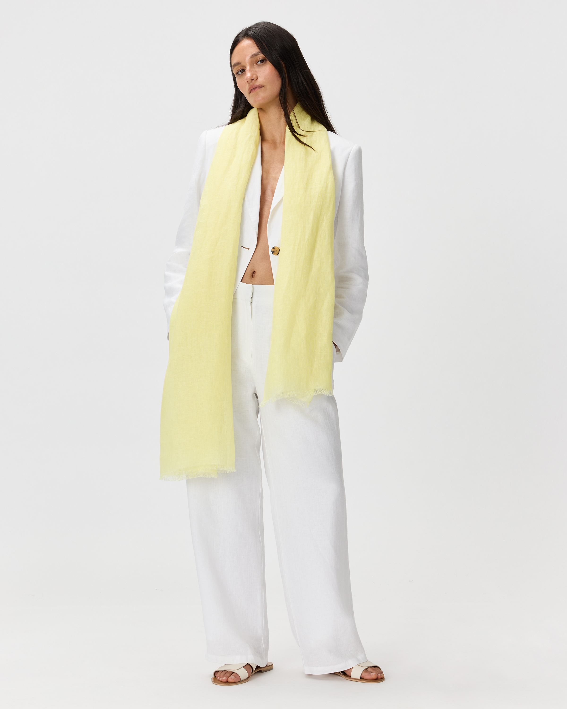 Quince Women's 100% European Linen Scarf In Yellow