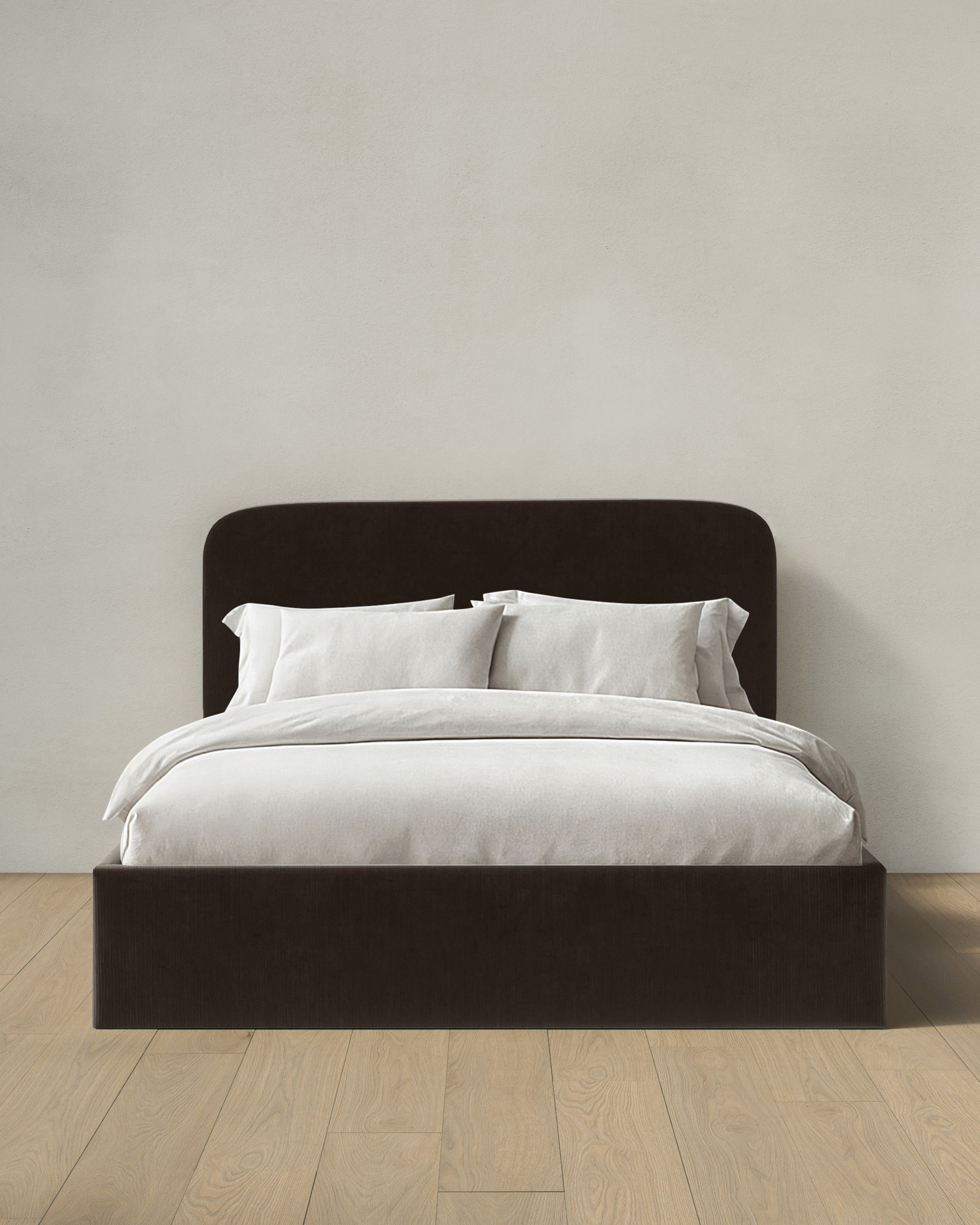 Chocolate Curved Bed in Performance Velvet