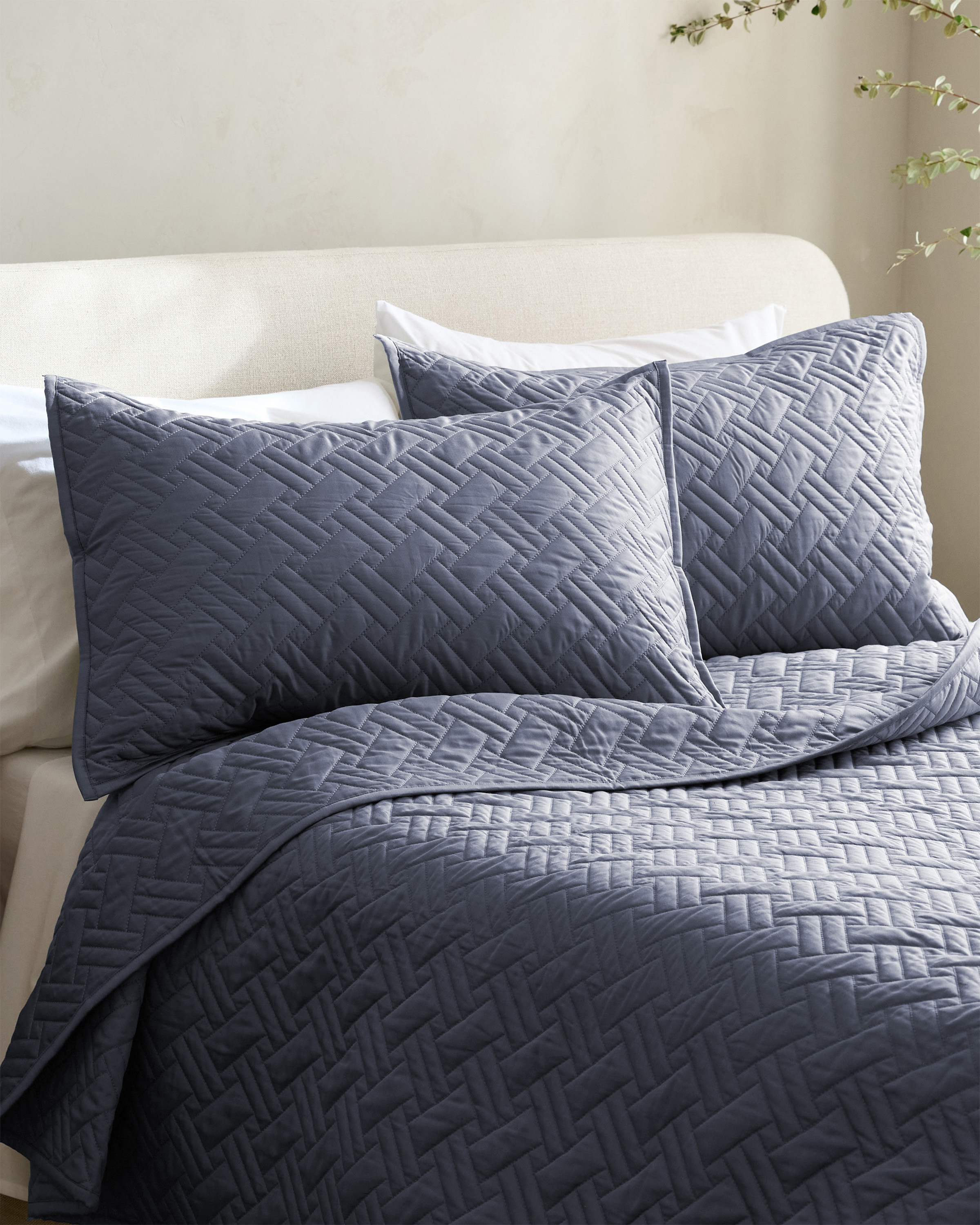 Mineral Organic Cotton Basketweave Quilted Sham Set
