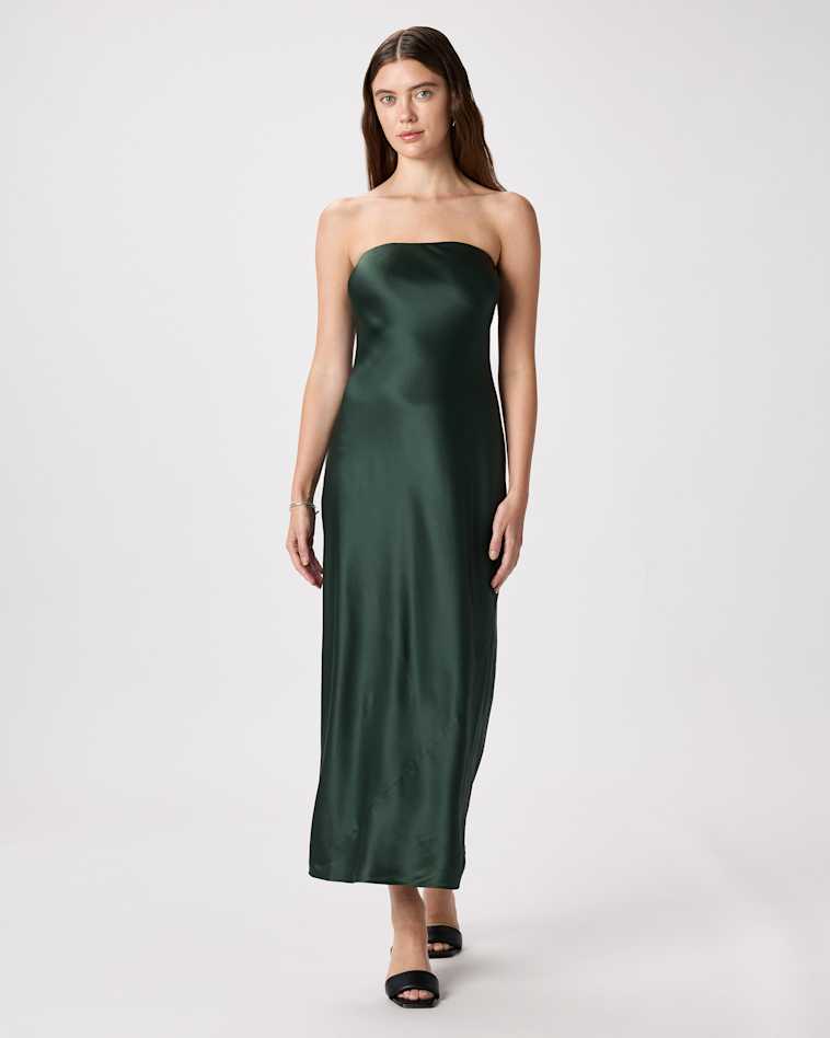 100% Washable Silk Slip Dress in Forest Green 100% Washable Silk Slip Dress in Forest Green