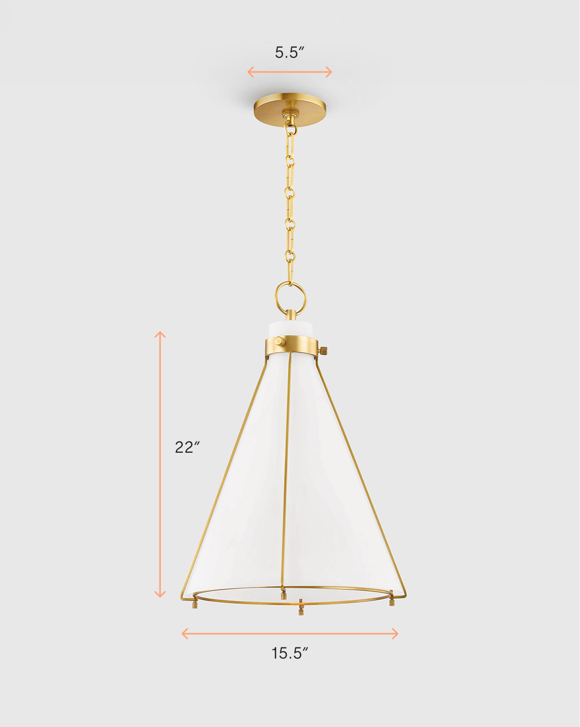 Iron and Opal Glass Conical Pendant Light