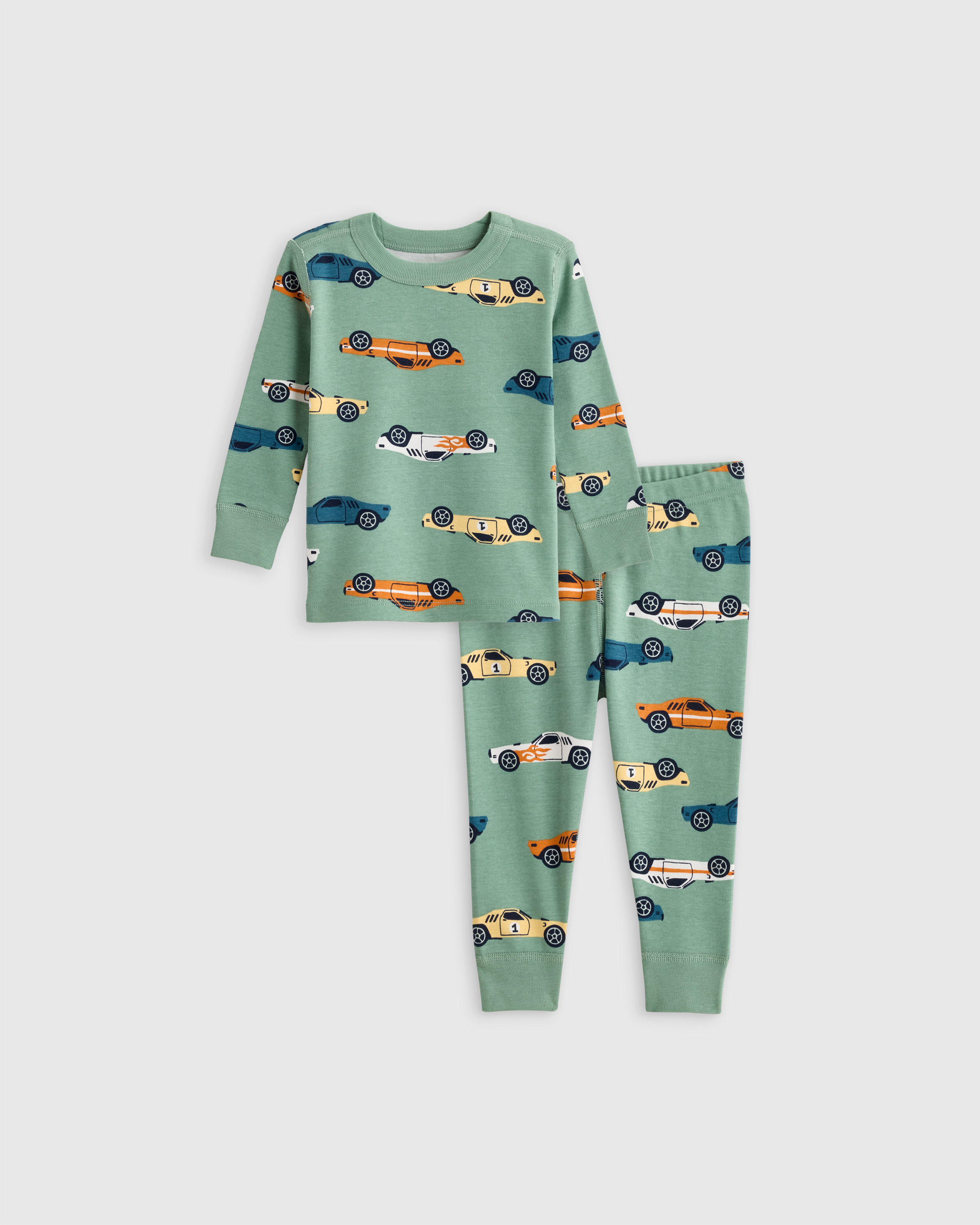 Racecars 100% Organic Cotton Long Sleeve and Pant Pajama Set