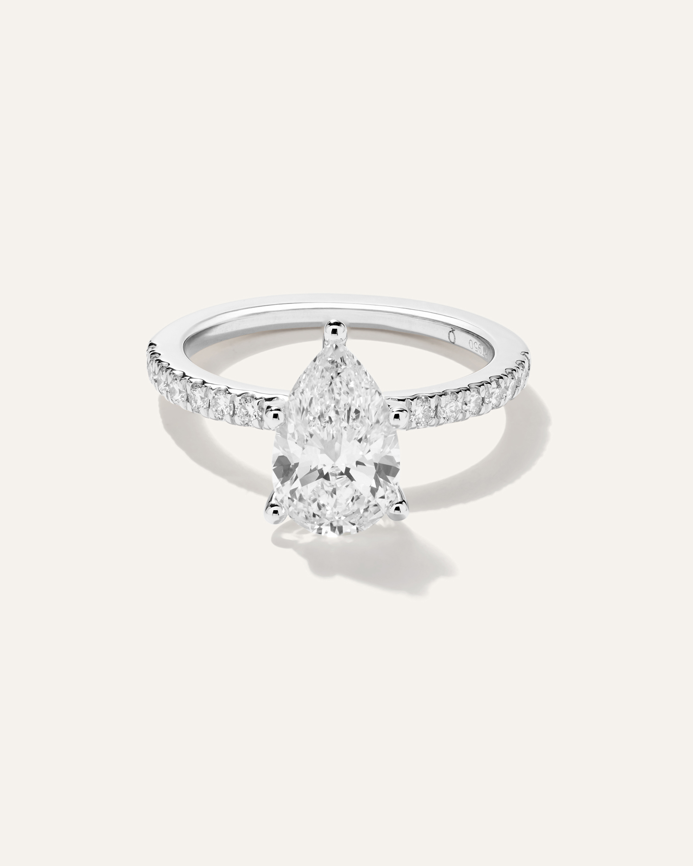 Platinum Lab Grown Diamond Pear Petite Pave Engagement Ring