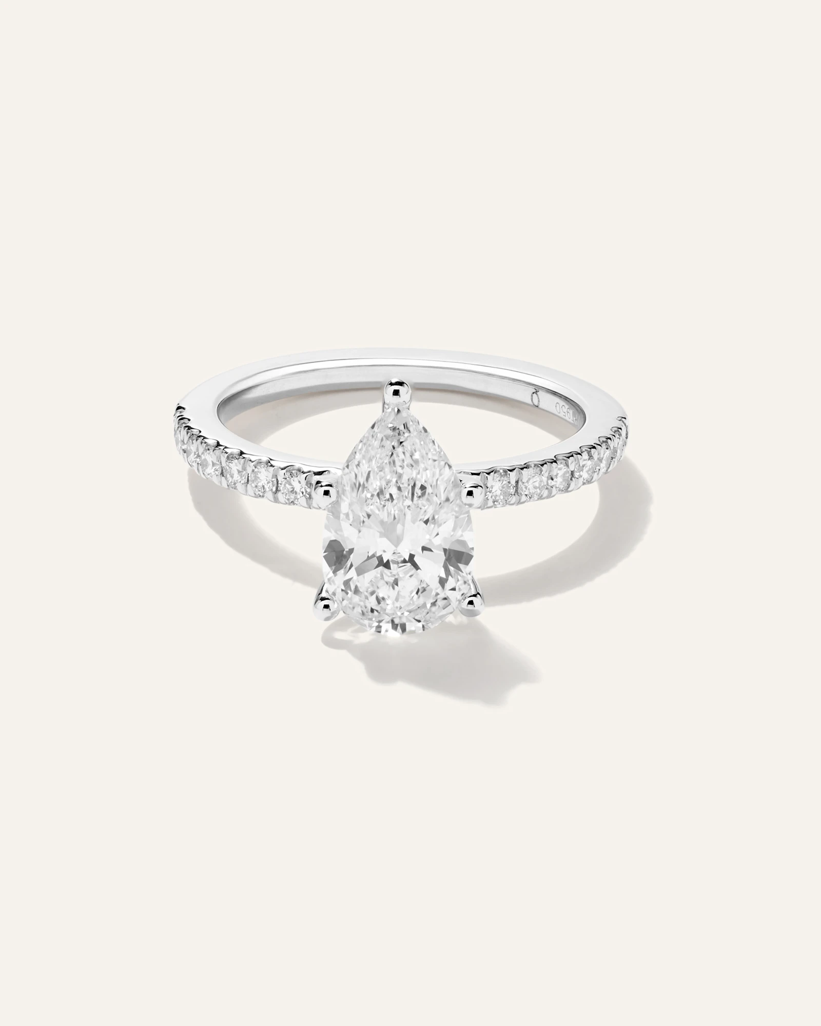 Lab Grown Diamond Pear Petite Pave Engagement Ring