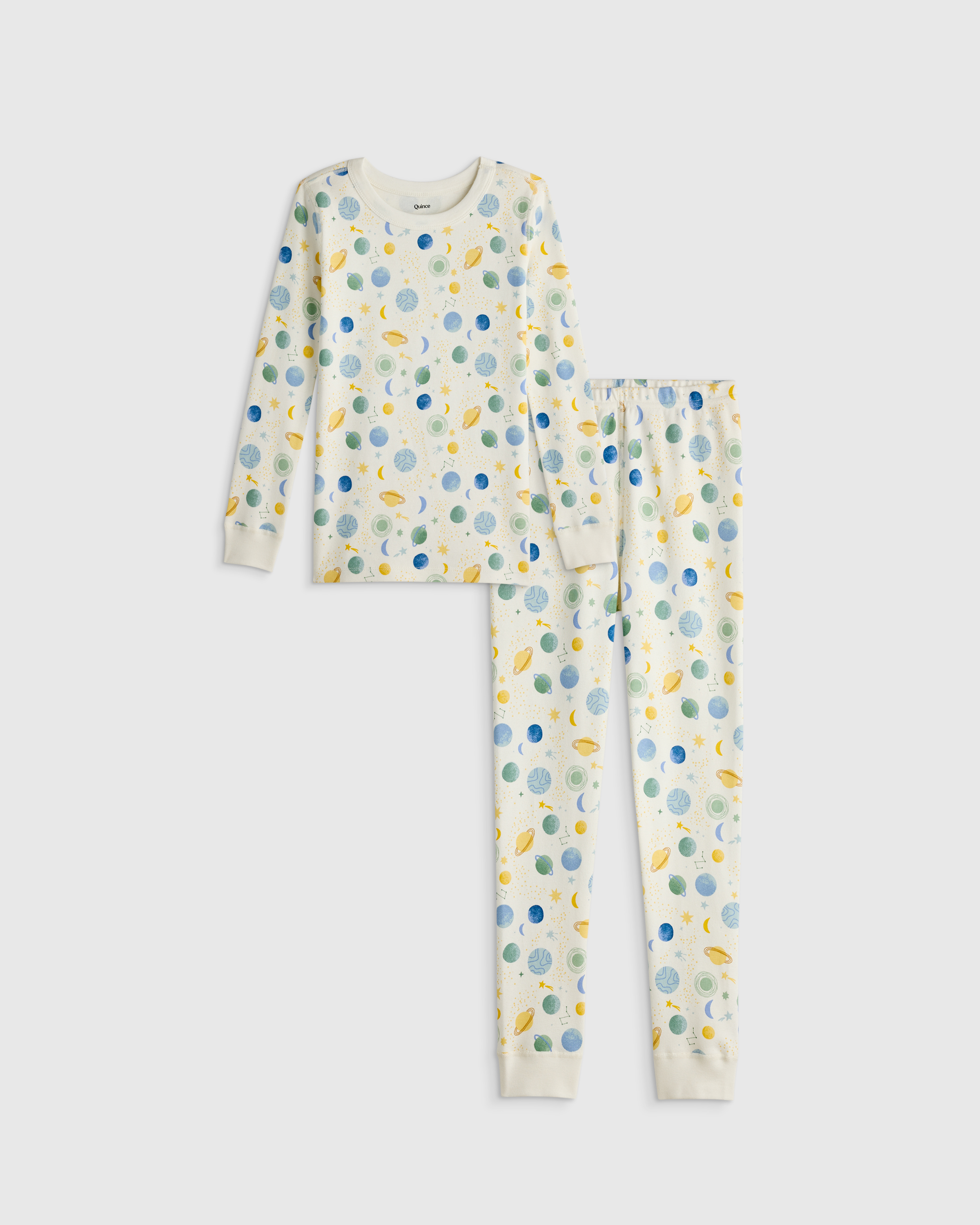 Celestial Dreams Cream 100% Organic Cotton Long Sleeve and Pant Pajama Set